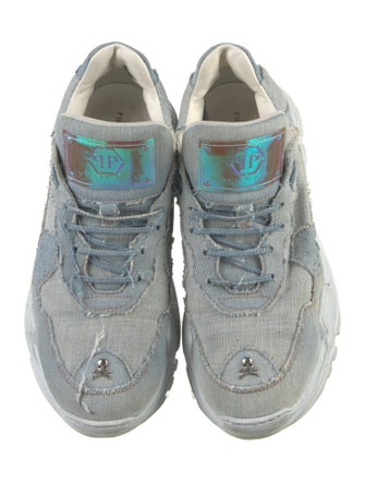 Philipp Plein Leather Glitter Accents Athletic Sneakers