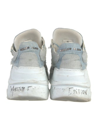 Philipp Plein Leather Glitter Accents Athletic Sneakers