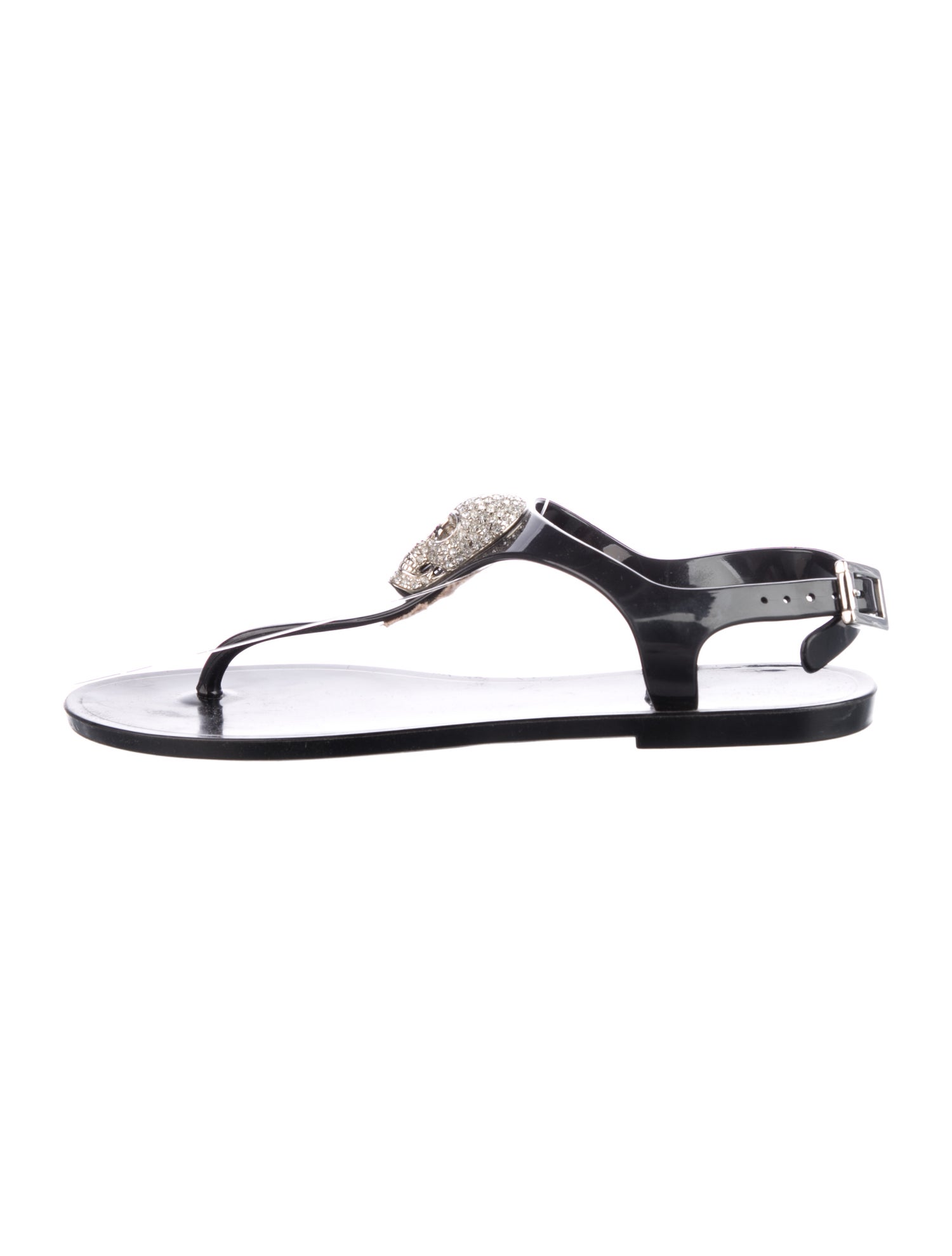 Philipp Plein Rubber T-Strap Sandals