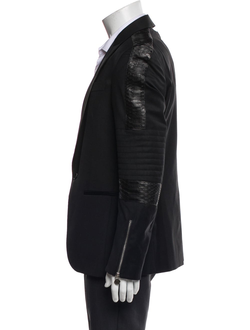 Philipp Plein Men's solid black python trimmed bl… - image 2