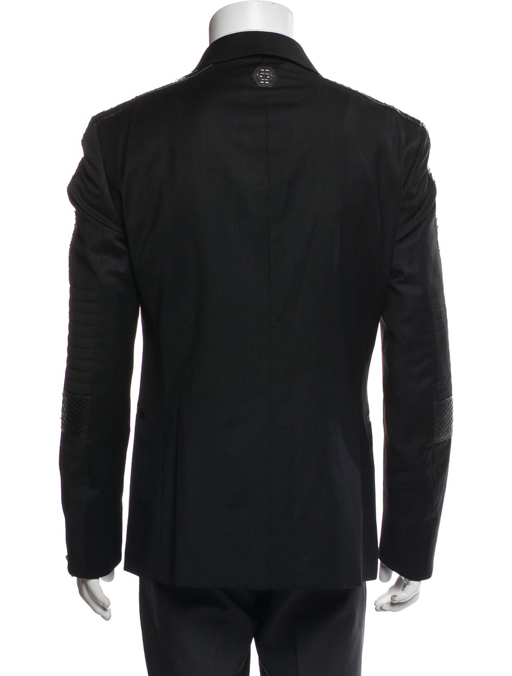 Philipp Plein Men's solid black python trimmed bl… - image 3