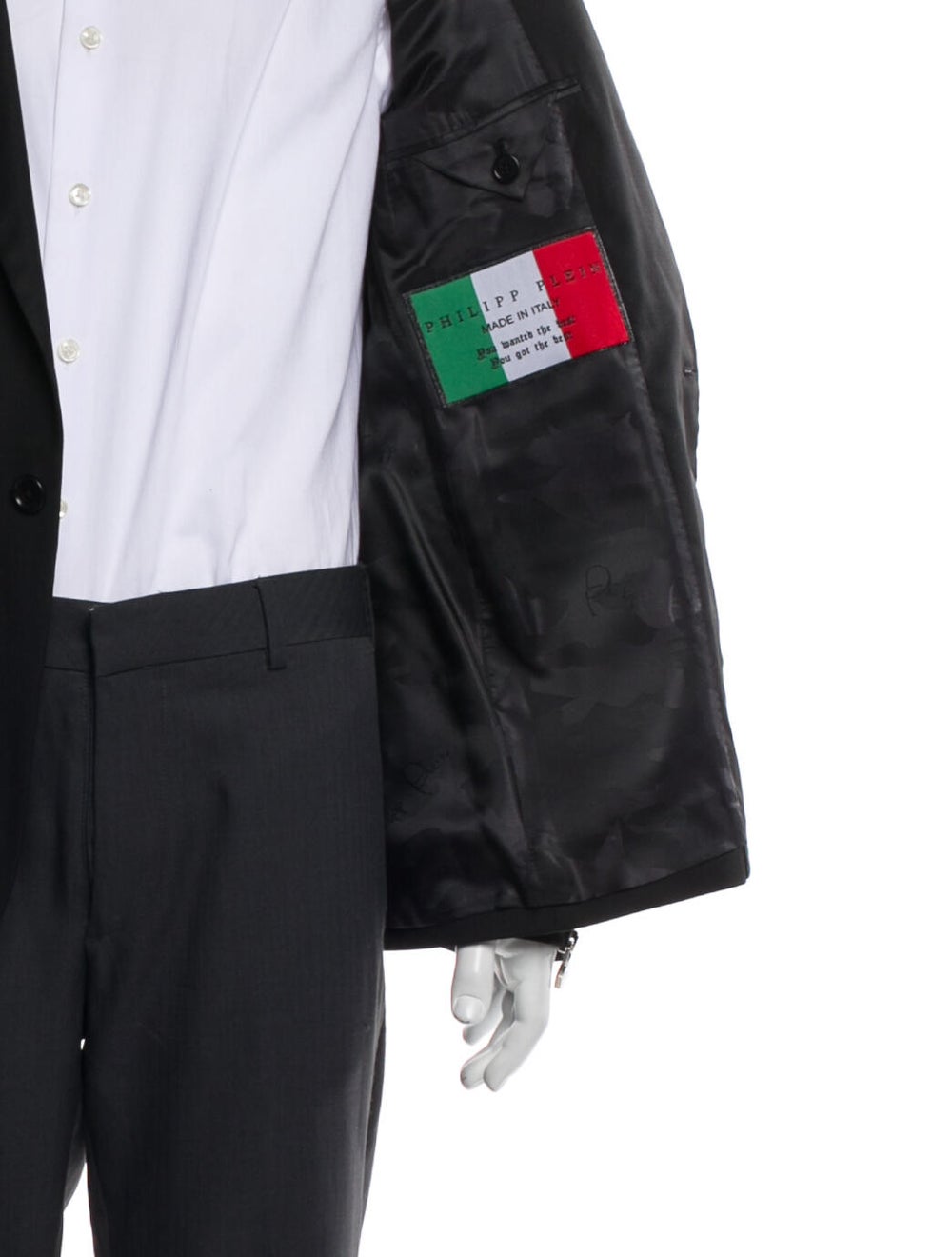 Philipp Plein Men's solid black python trimmed bl… - image 4