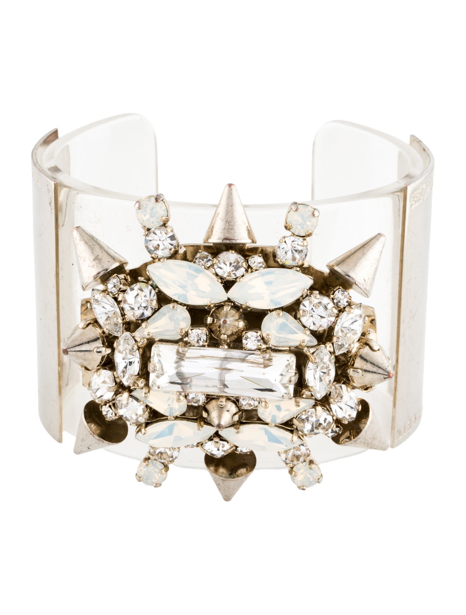 Philipp Plein Crystal & Acrylic Spiked Cuff Bracelet