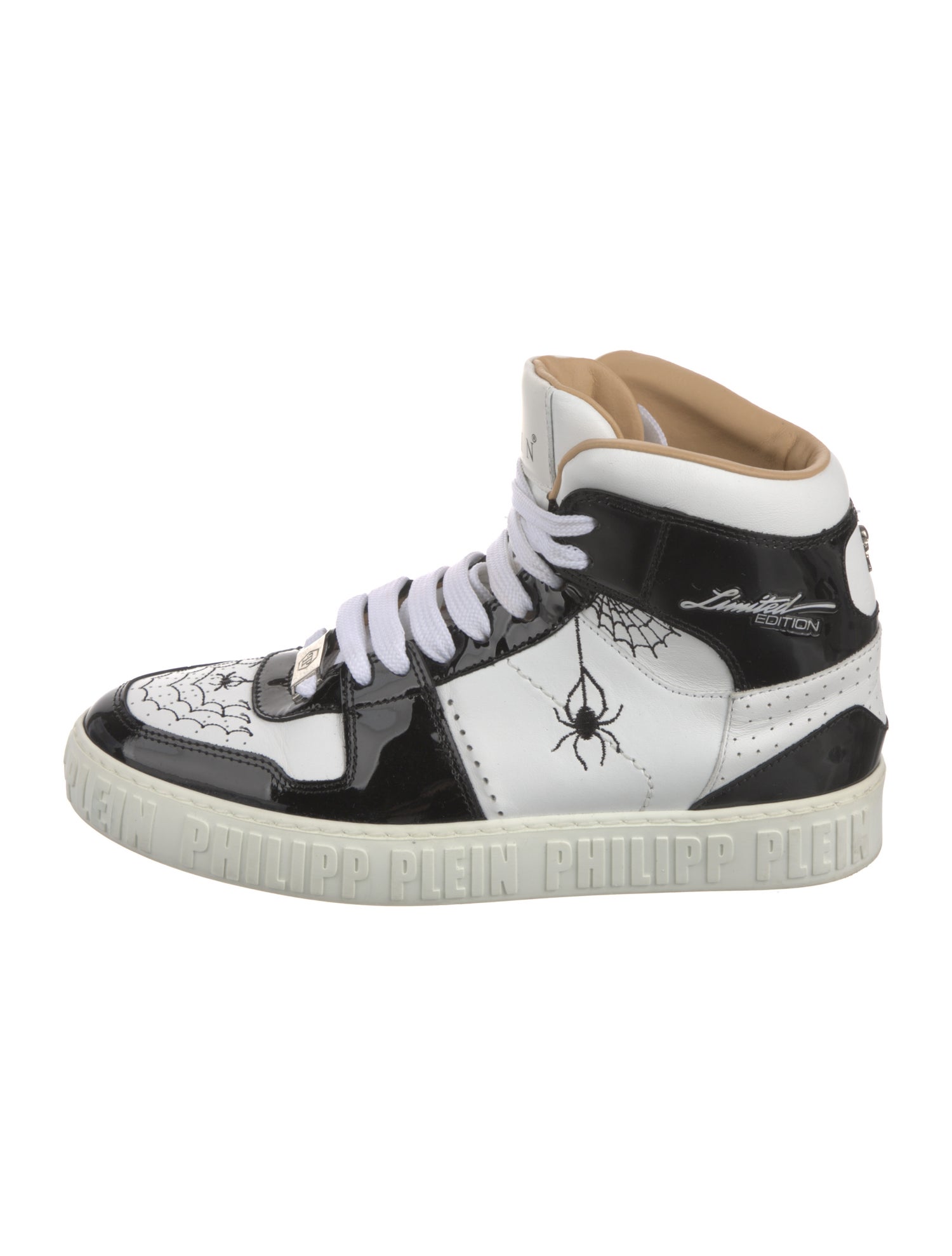 Philipp Plein Patent Leather Colorblock Pattern Sneakers