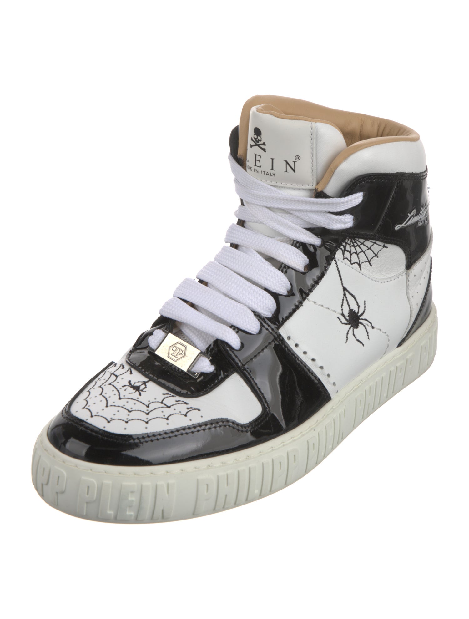 Philipp Plein Patent Leather Colorblock Pattern Sneakers