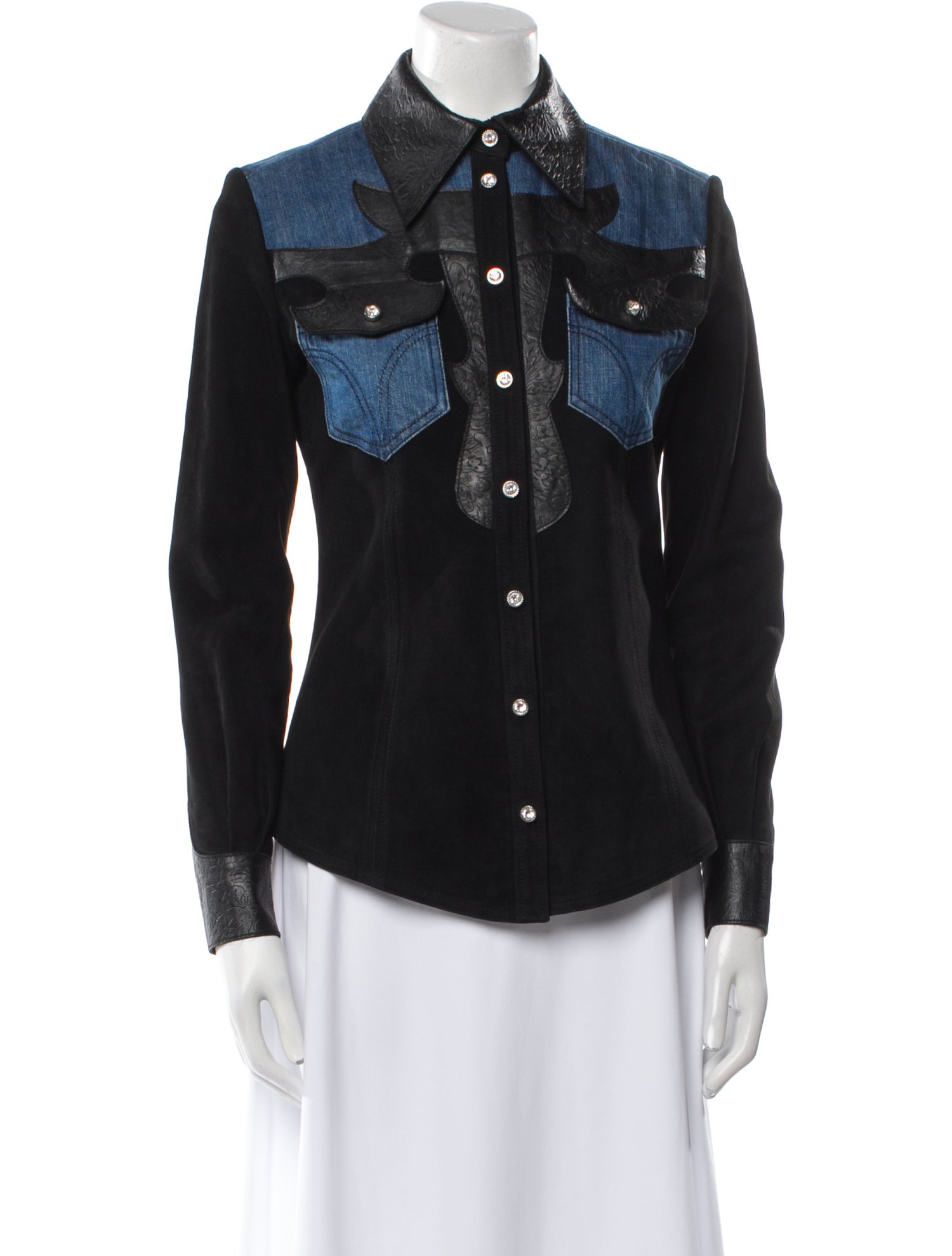 Philipp Plein 2019 Lamb Leather Denim Jacket