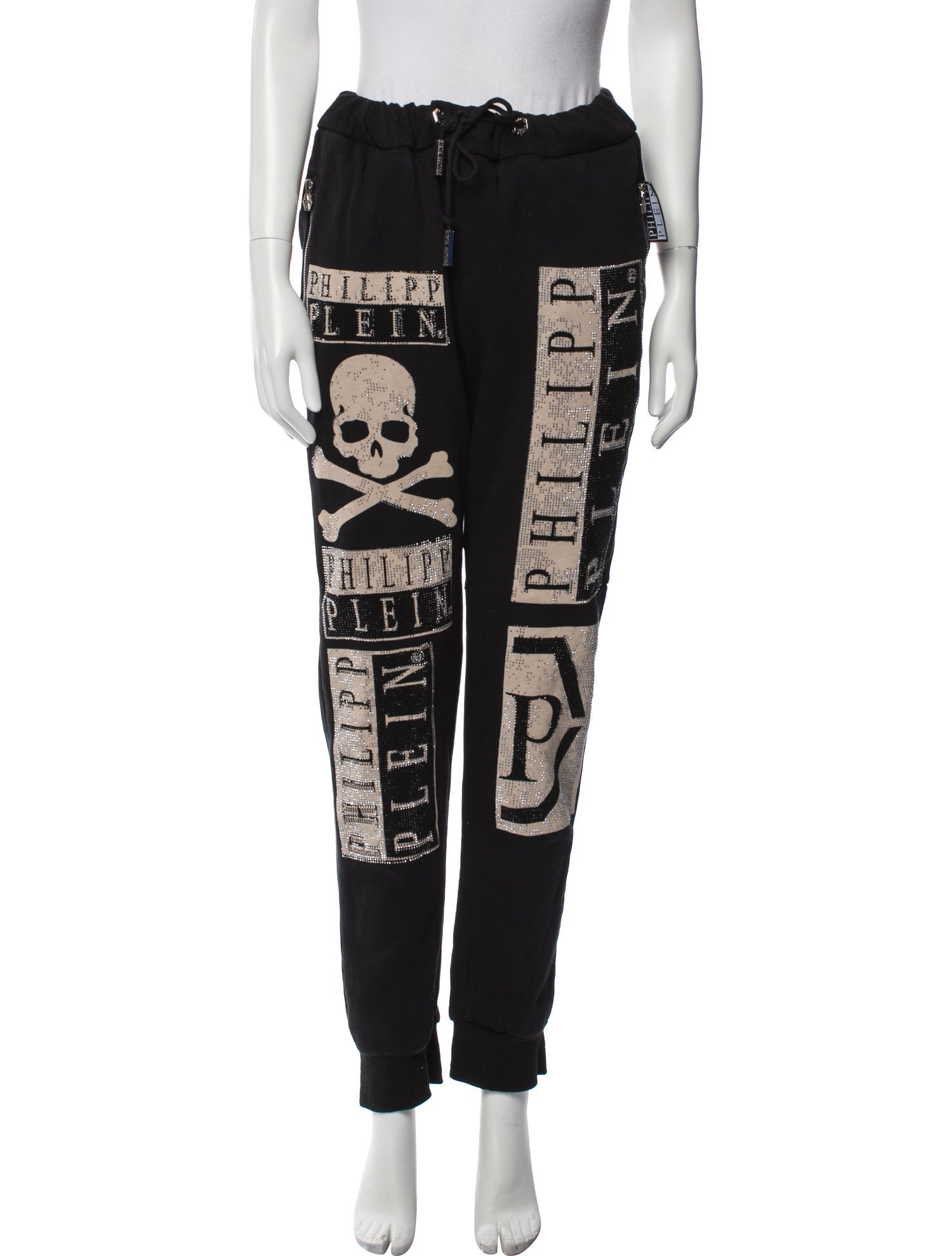 Philipp Plein Graphic Print Crystal Embellishments Sweatpants