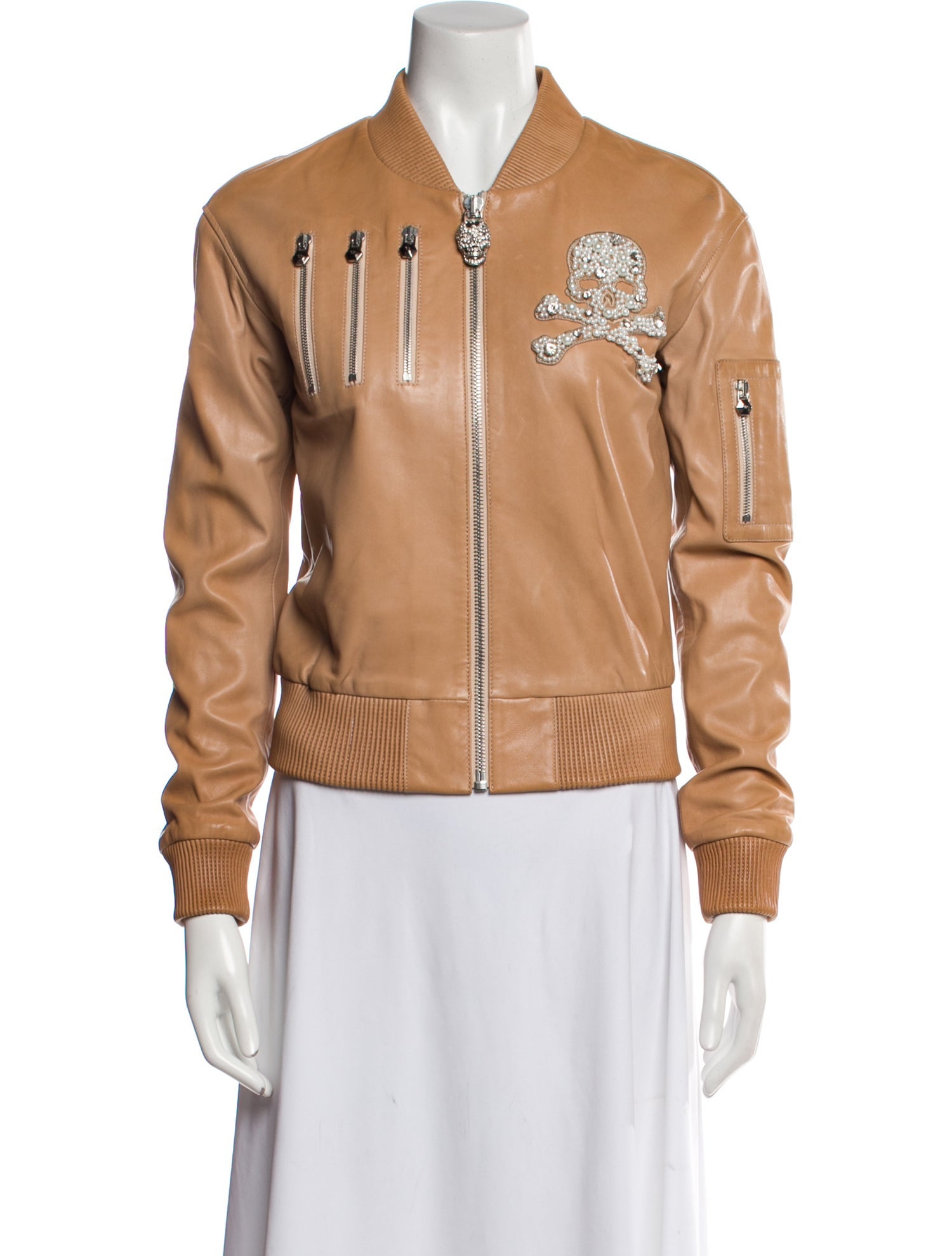 Philipp Plein Leather Bomber Jacket