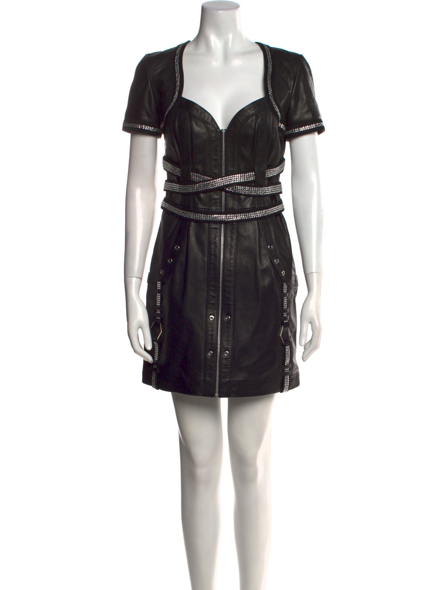 Philipp Plein Leather Mini Dress