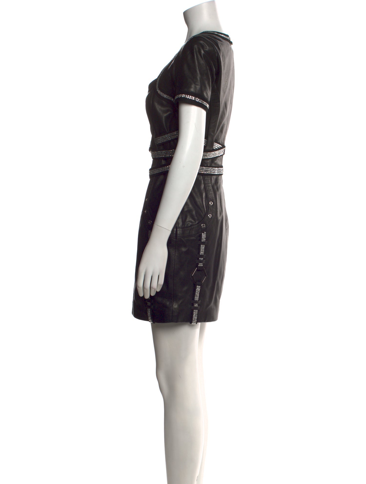 Philipp Plein Leather Mini Dress