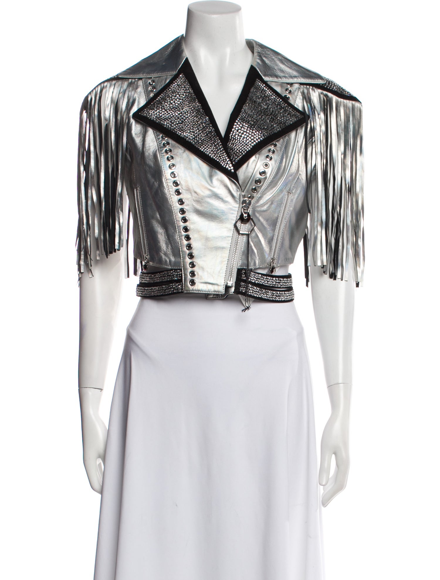 Philipp Plein Lamb Leather Biker Jacket