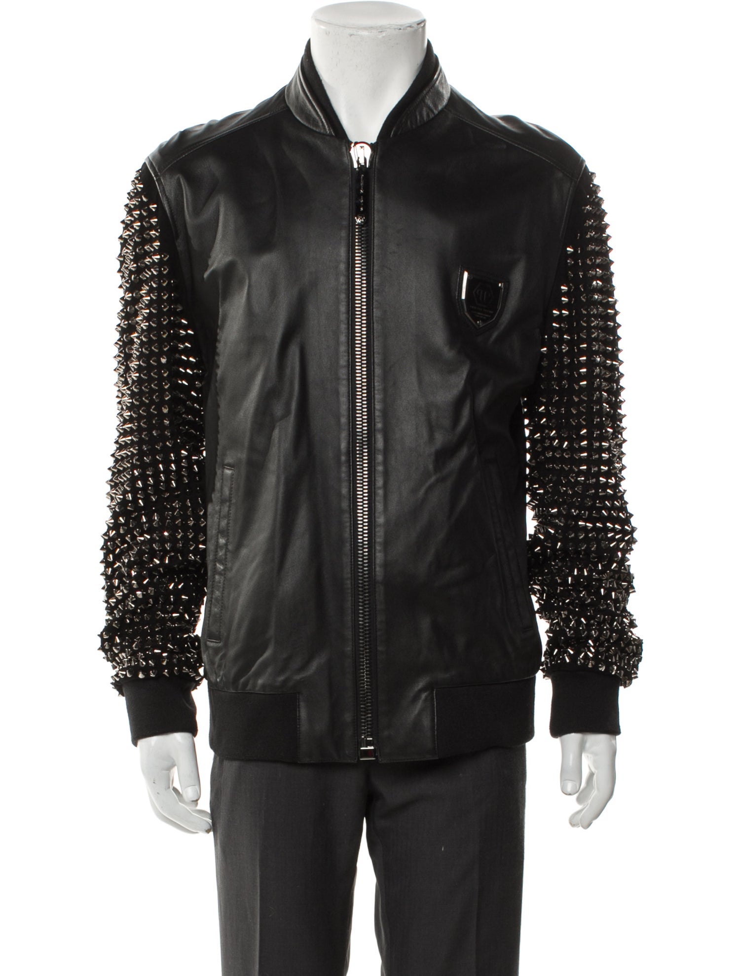 Philipp Plein Lamb Leather Bomber Jacket w/ Tags