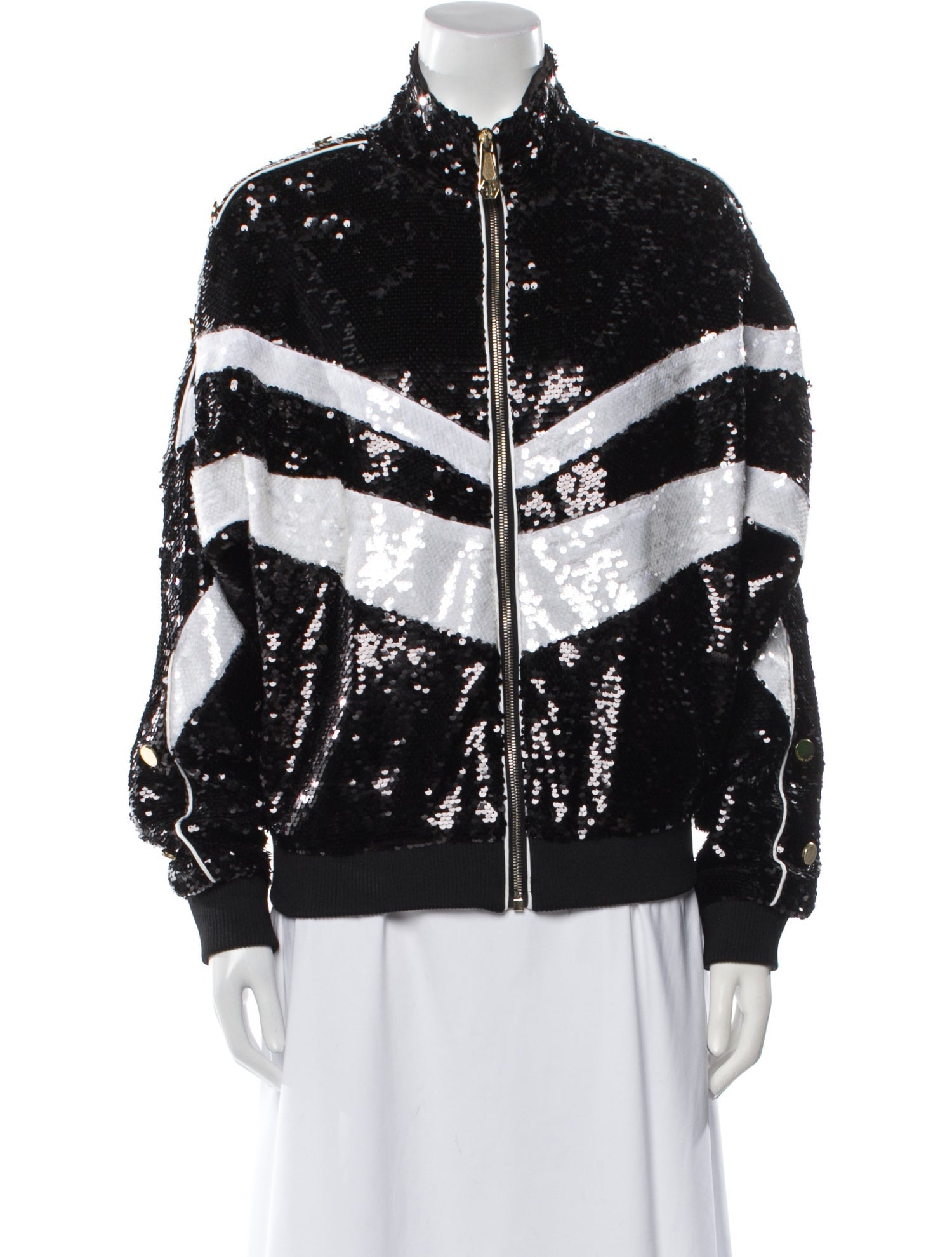 Philipp Plein Sequin Colorblock Pattern Bomber Jacket