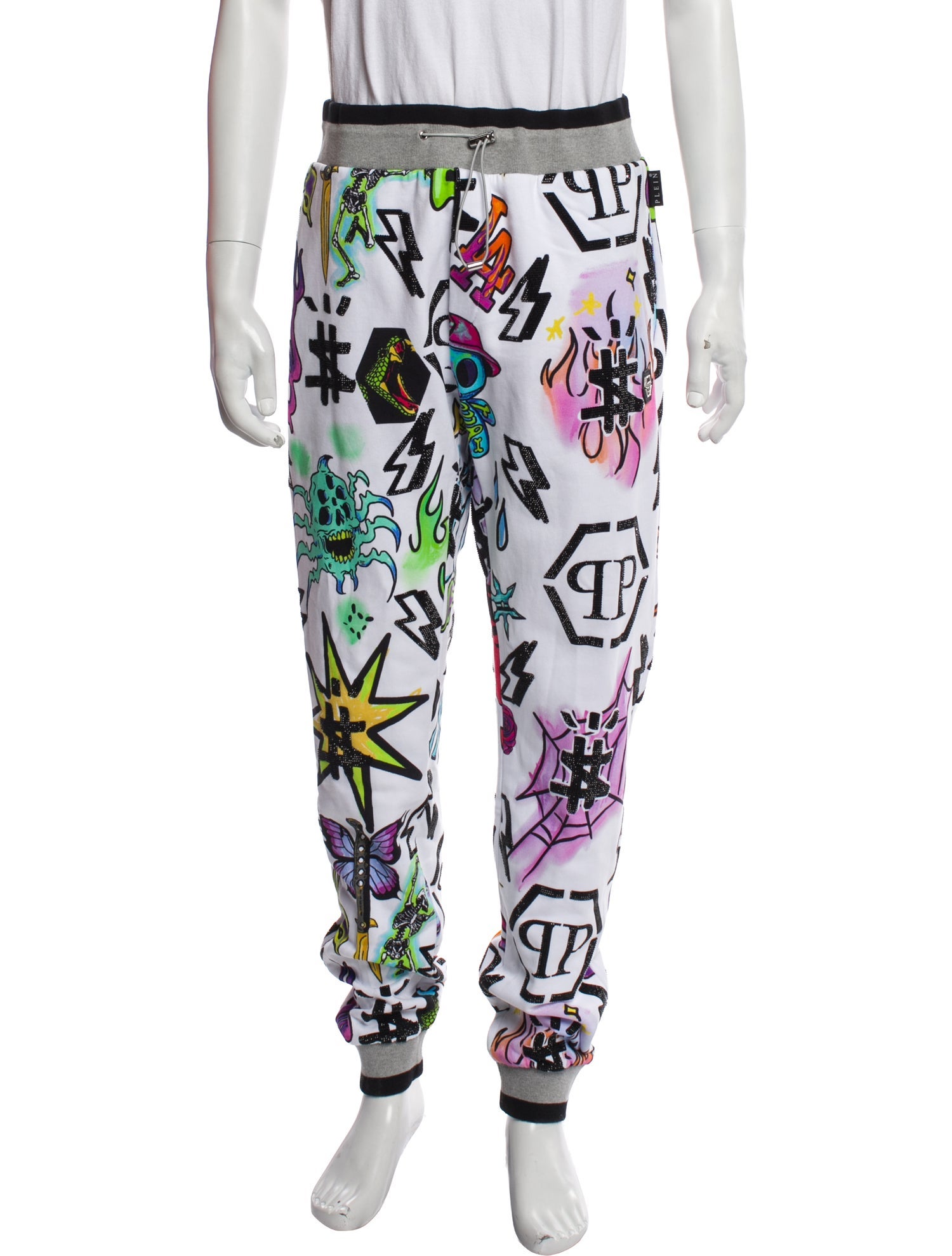 Philipp Plein Printed Crystal Embellishments Lounge Bottoms