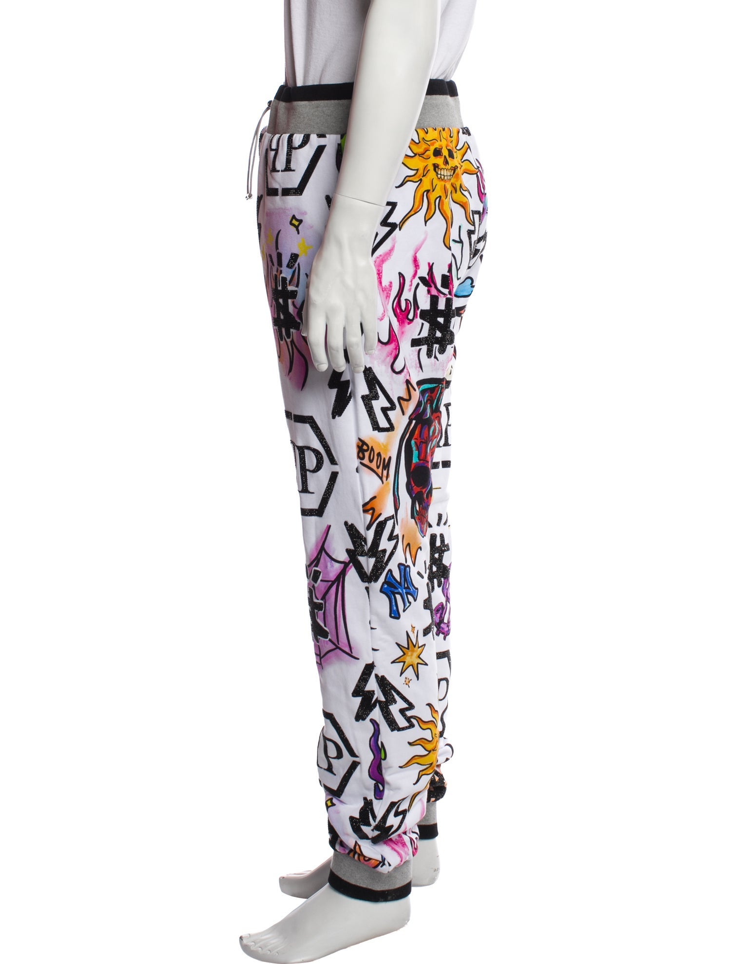 Philipp Plein Printed Crystal Embellishments Lounge Bottoms