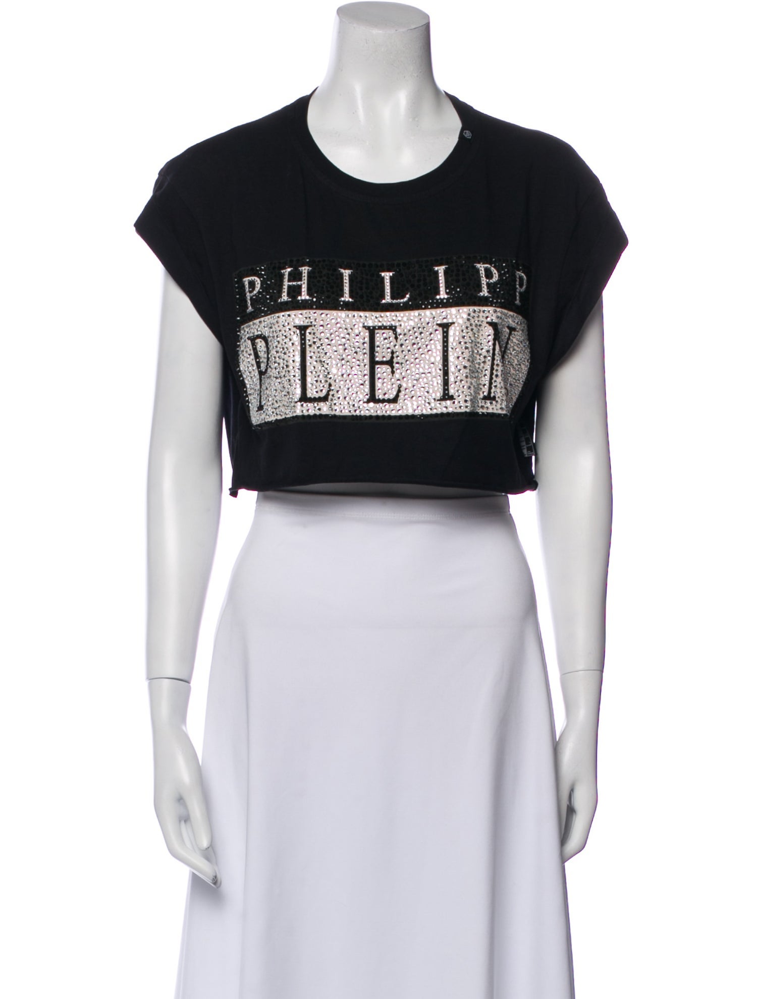 Philipp Plein Graphic Print Crew Neck Crop Top
