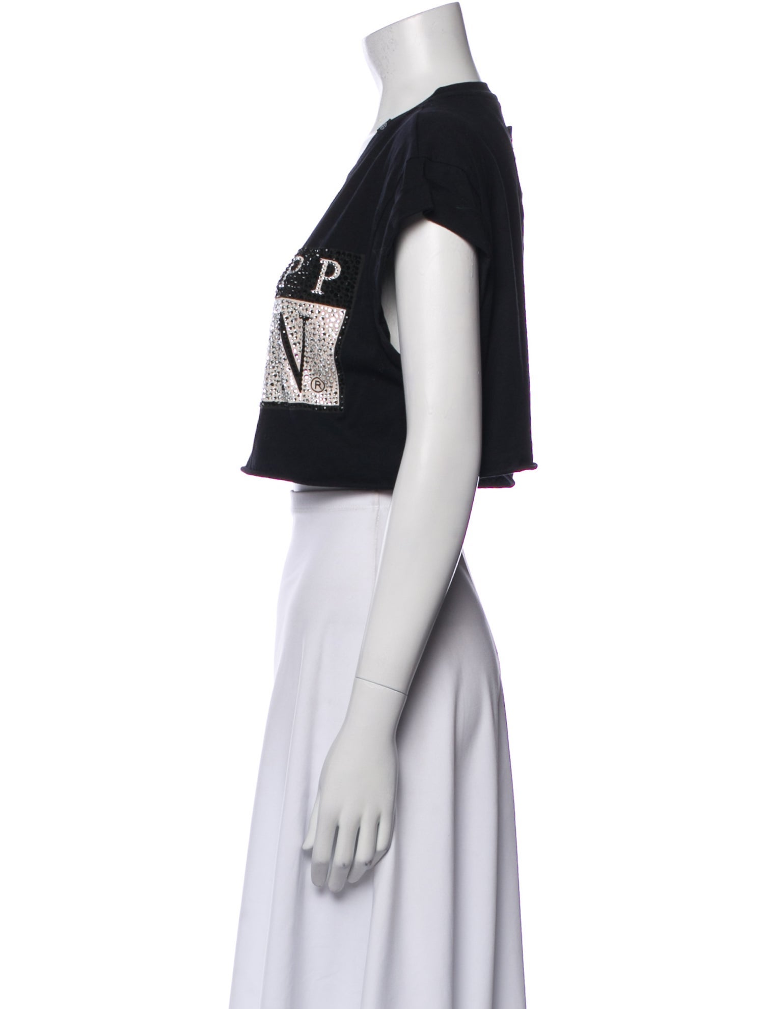 Philipp Plein Graphic Print Crew Neck Crop Top