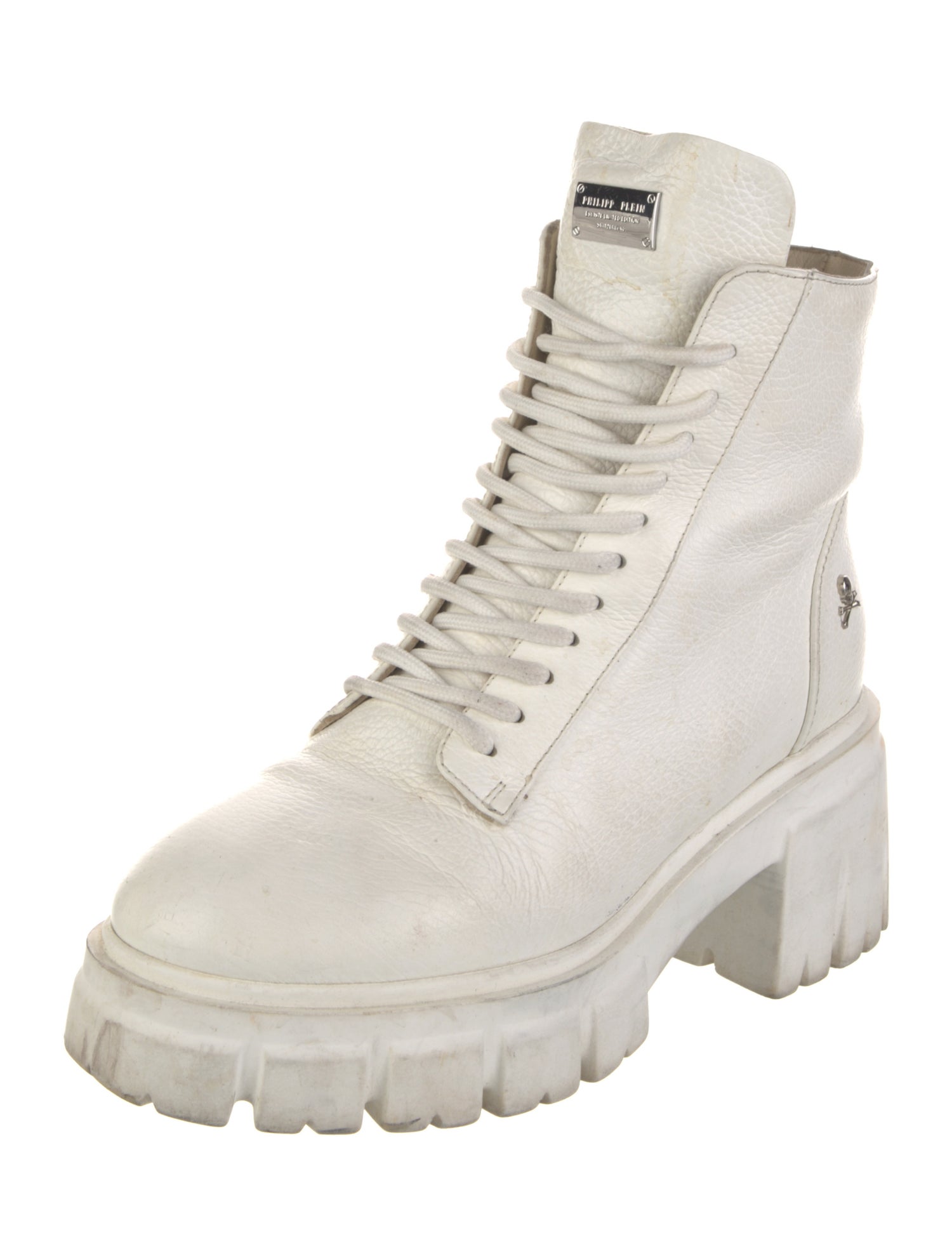 Philipp Plein Leather Combat Boots