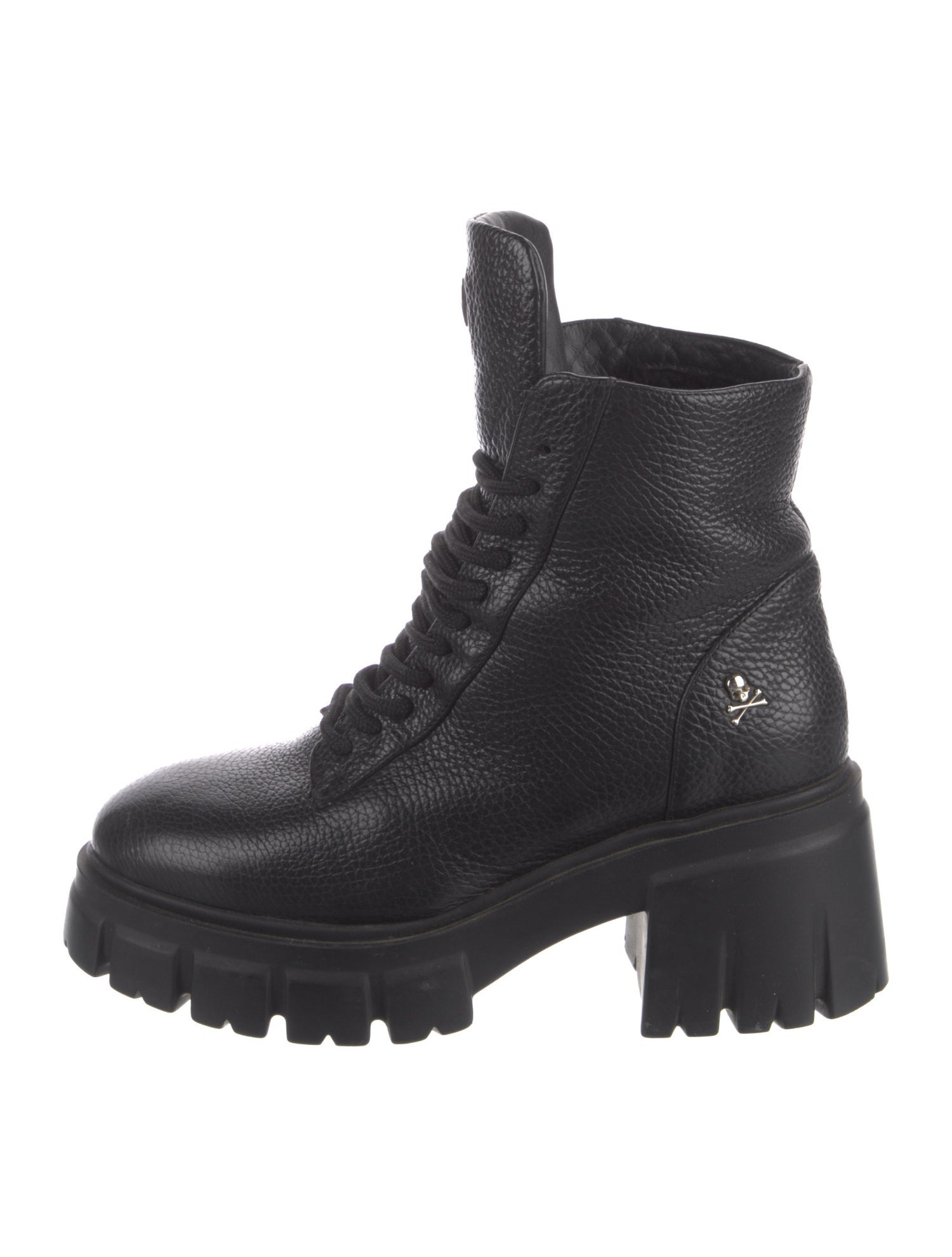 Philipp Plein Leather Combat Boots