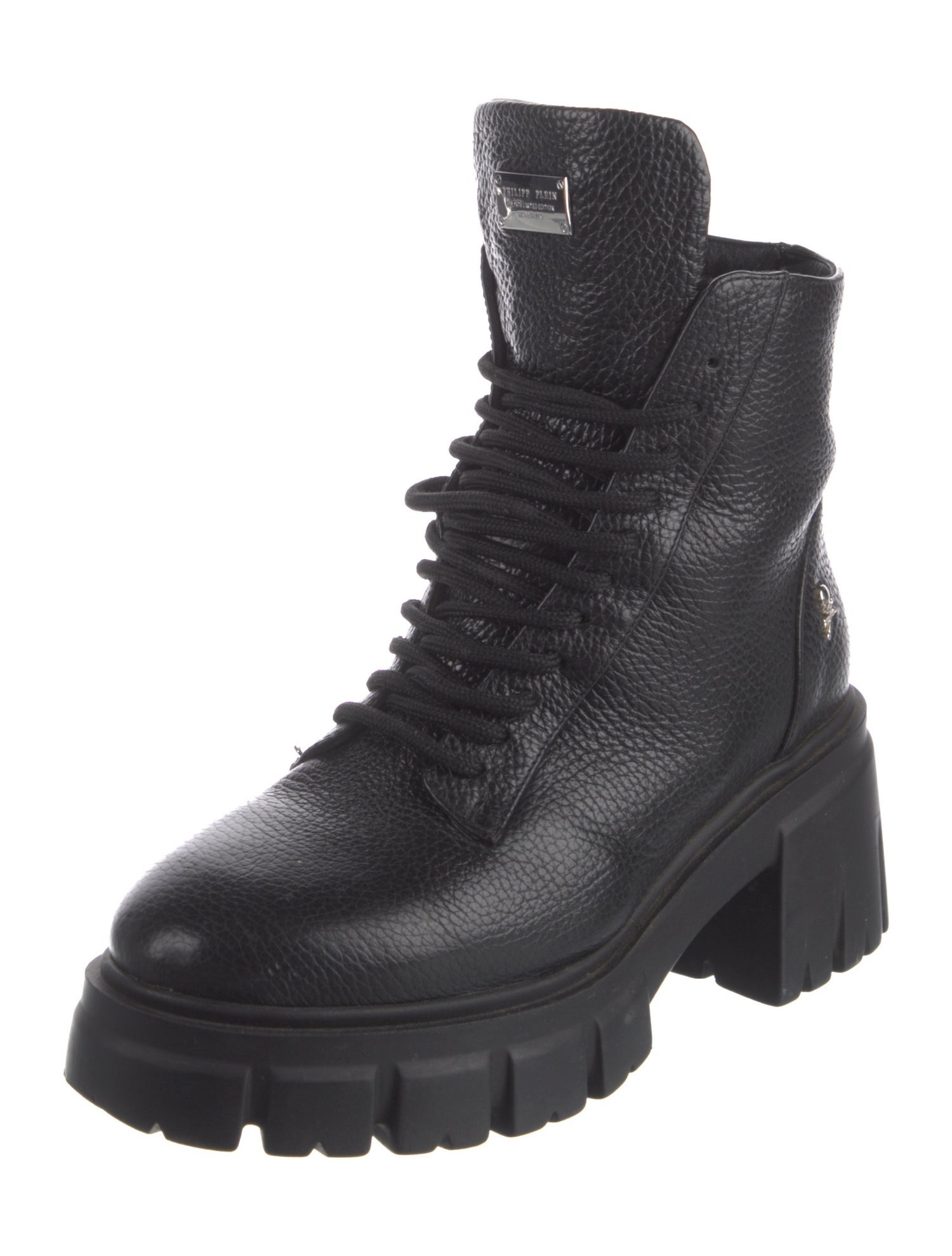 Philipp Plein Leather Combat Boots