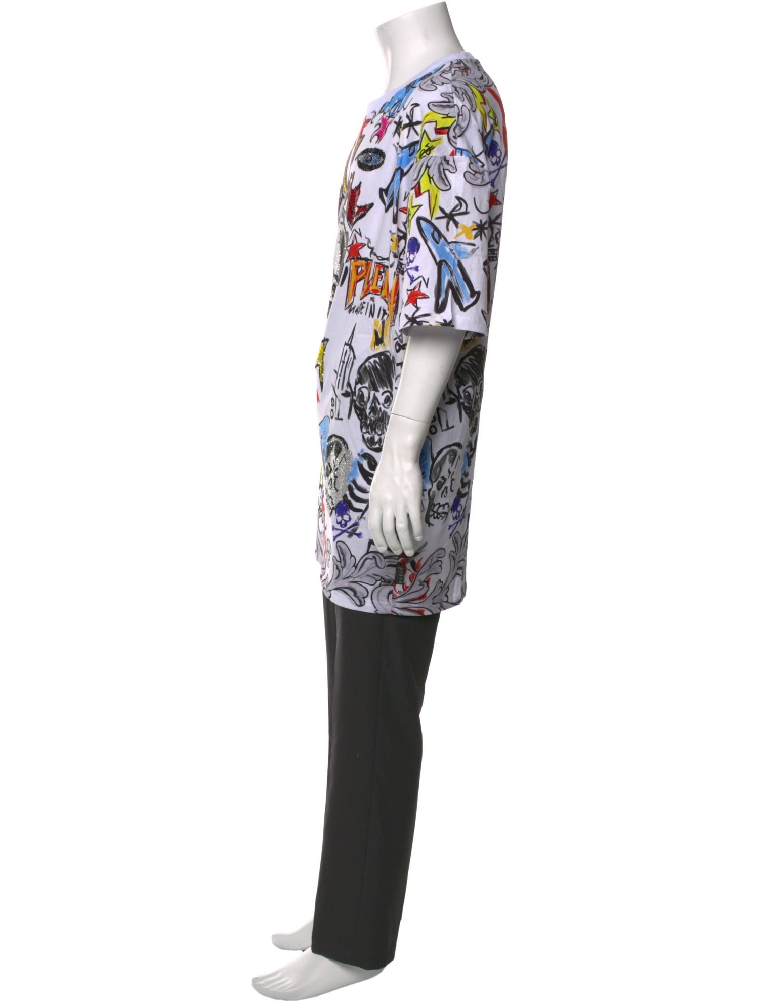 Philipp Plein Printed Crew Neck T-Shirt w/ Tags