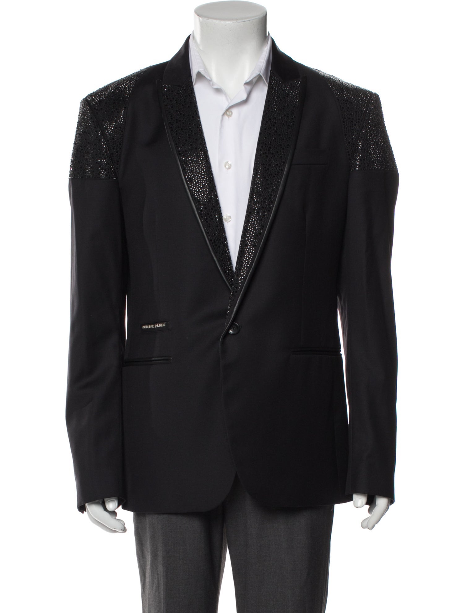 Philipp Plein Wool Beaded Accents Blazer