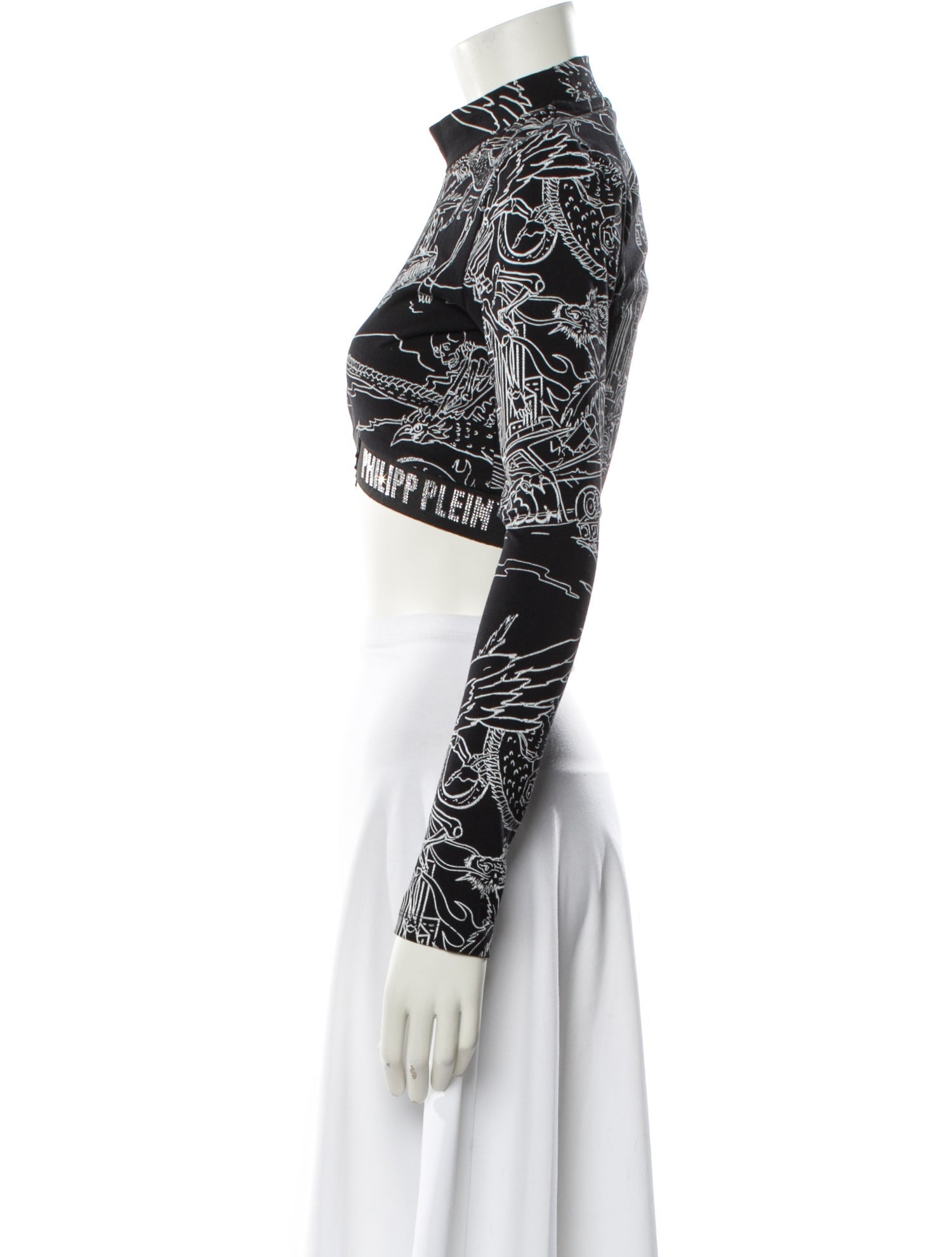 Philipp Plein Printed Mock Neck Crop Top