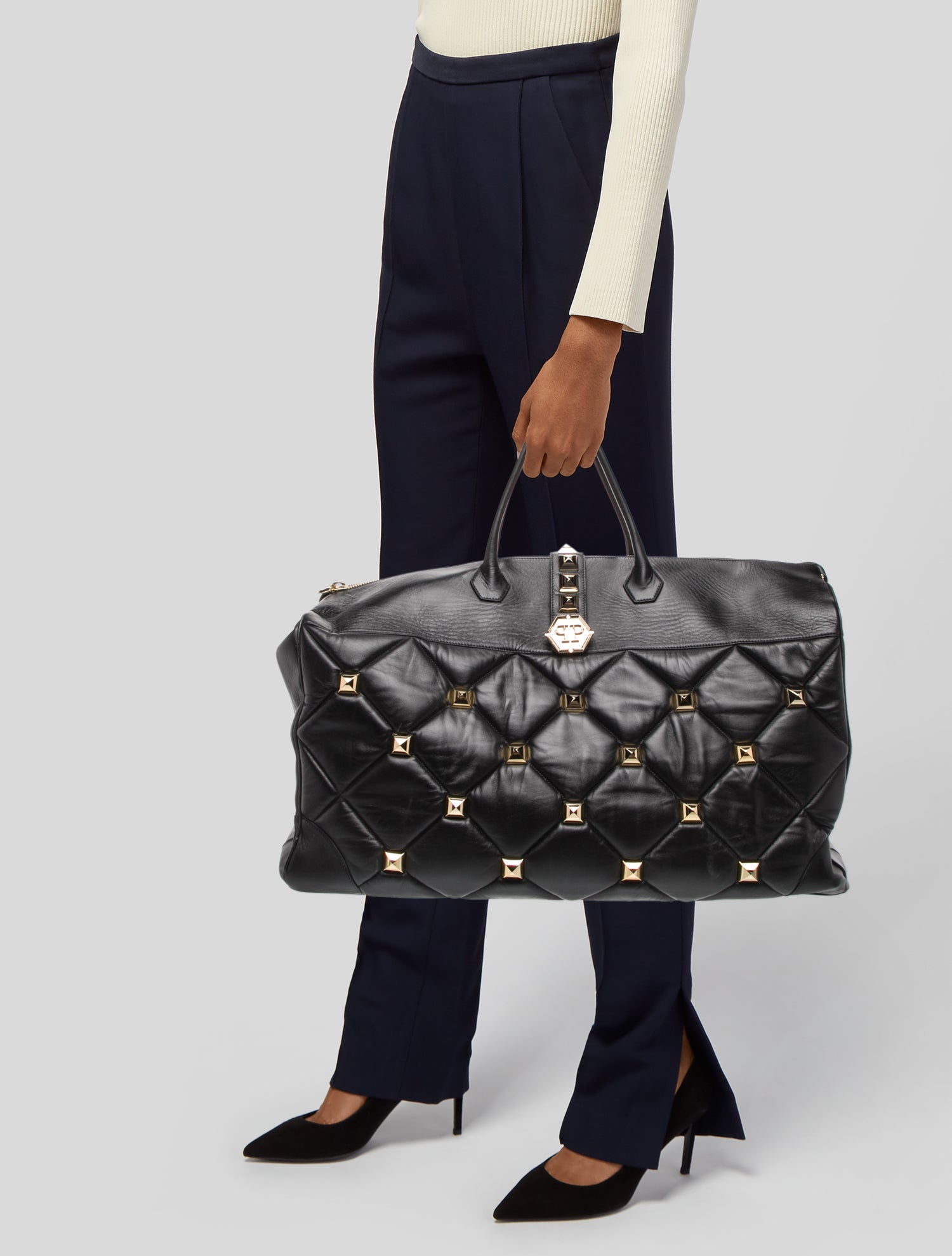 Philipp Plein Leather Weekender Bag