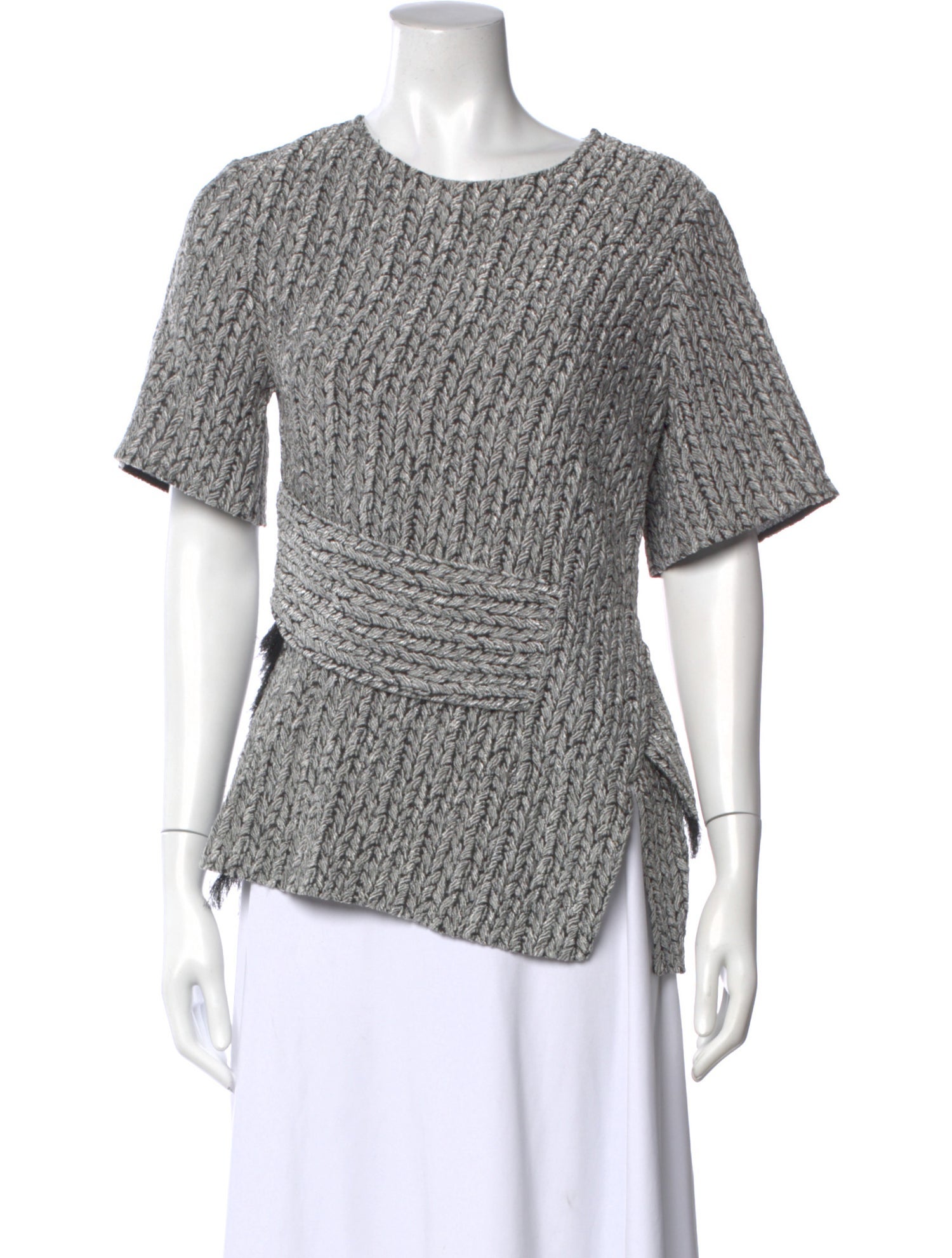 Philipp Plein Tweed Pattern Crew Neck Top