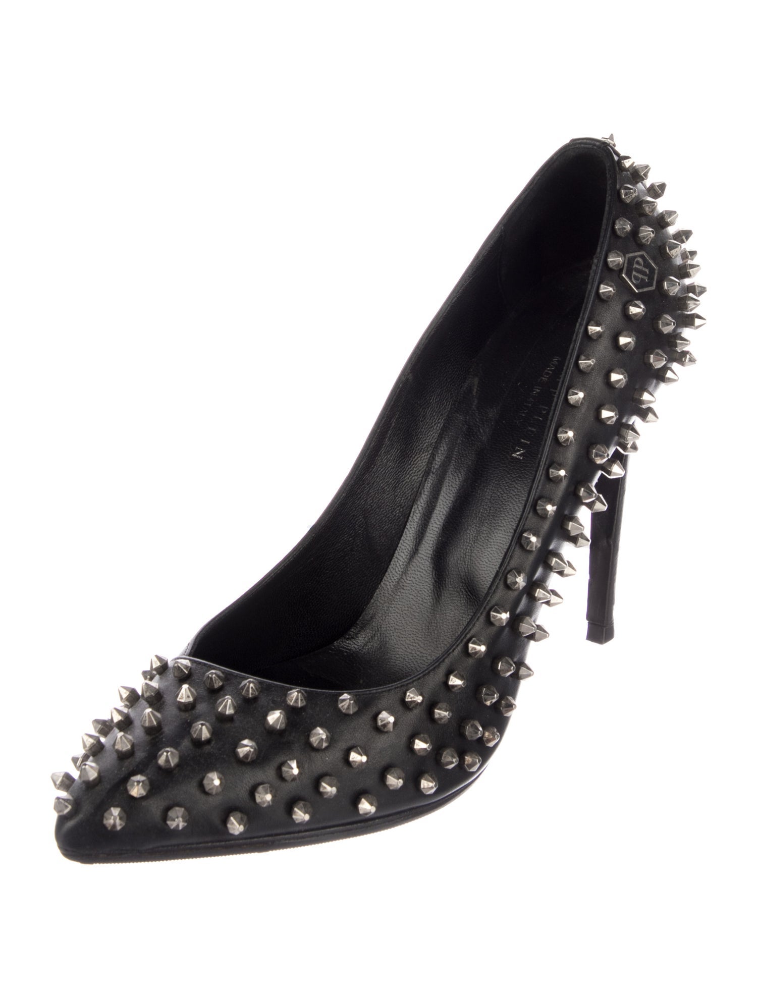 Philipp Plein Leather Studded Accents Pumps