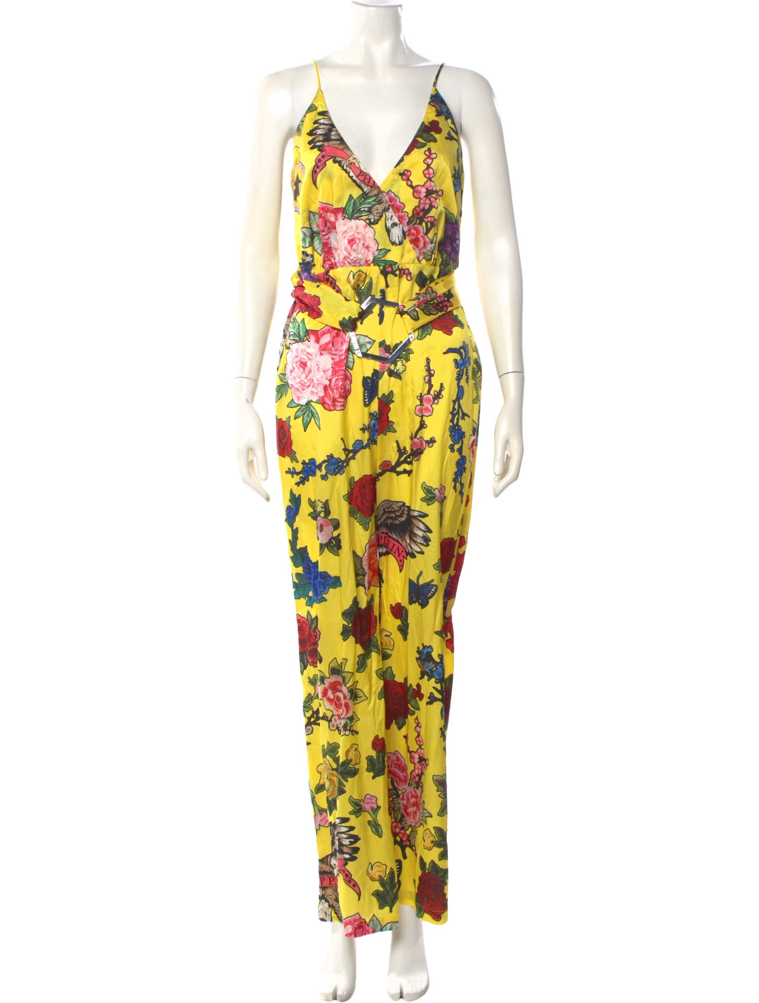 Philipp Plein Nylon Floral Print Jumpsuit