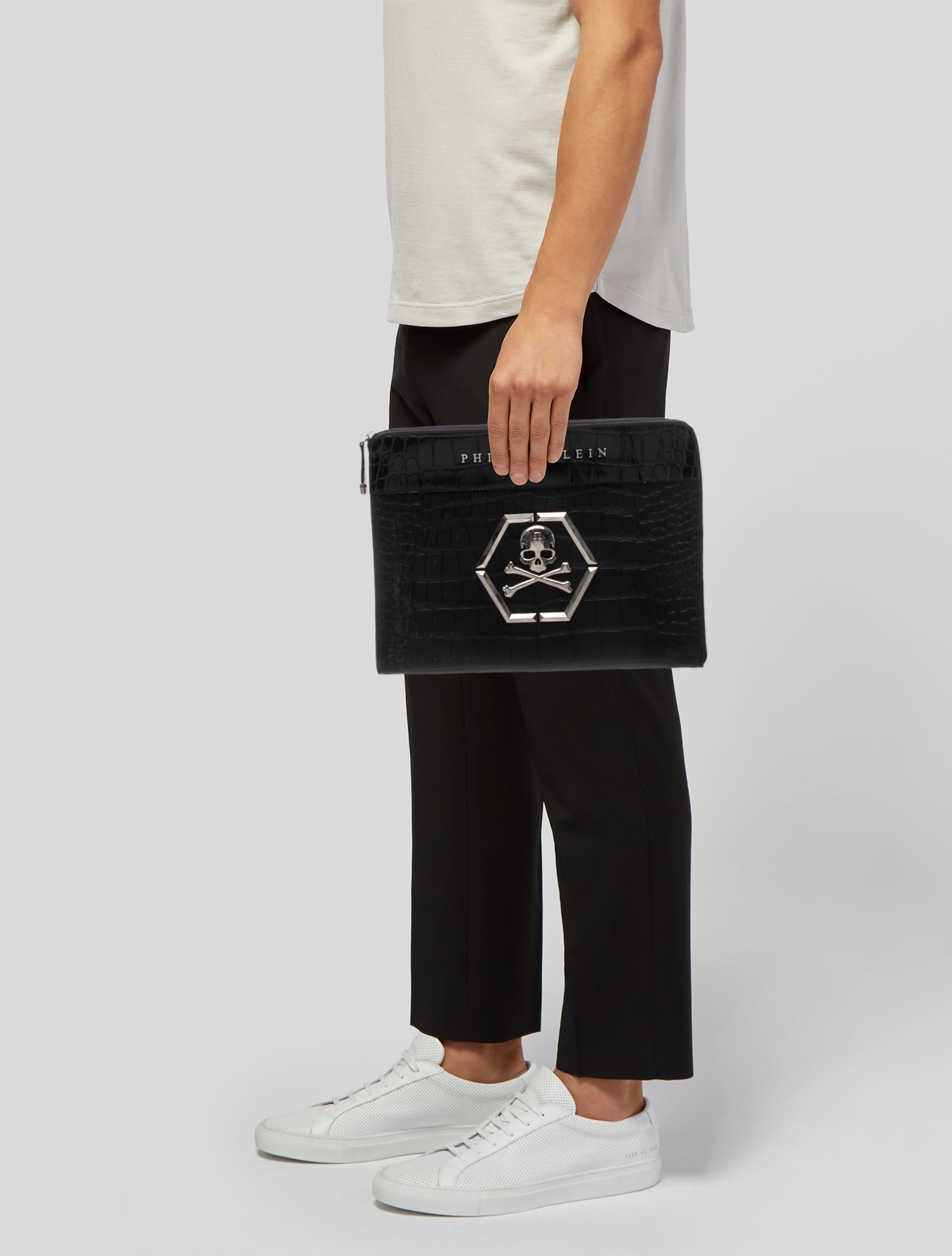 Philipp Plein Embossed Leather Portfolio