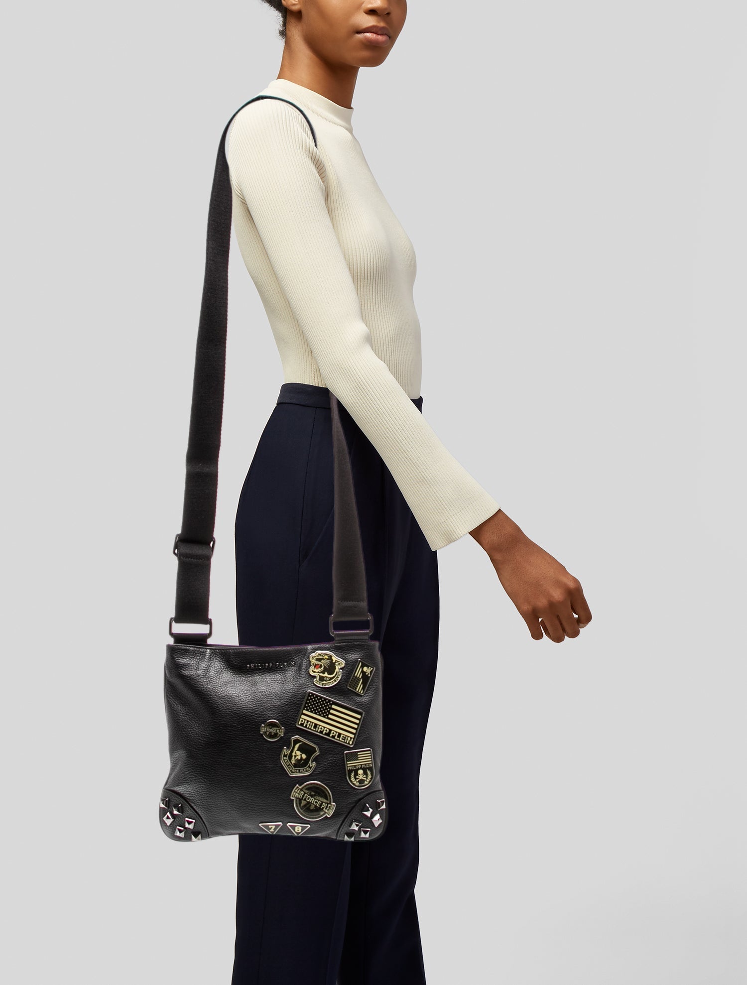 Philipp Plein Leather Messenger Bag