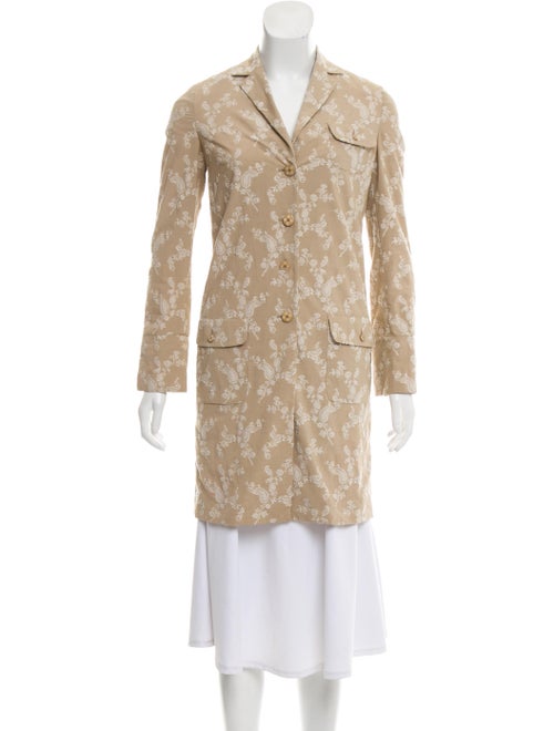 Piazza Sempione Jacquard Long Blazer Tan
