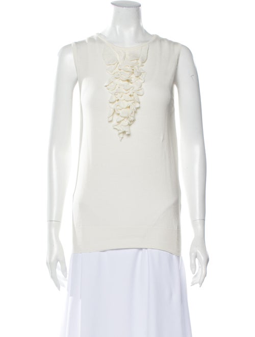 Piazza Sempione Crew Neck Sleeveless Blouse White