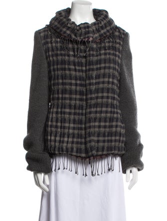 Piazza Sempione Plaid Print Faux Fur Jacket