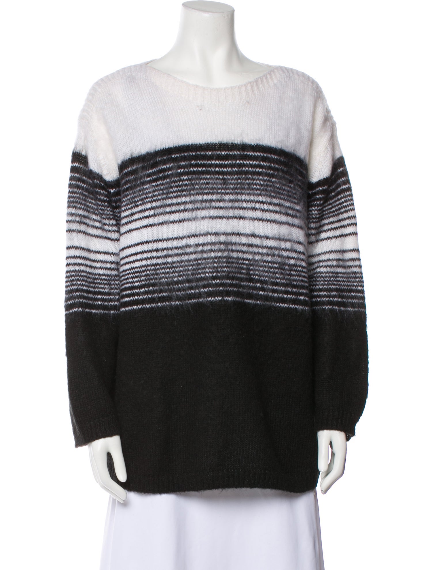 Piazza Sempione Striped Bateau Neckline Sweater