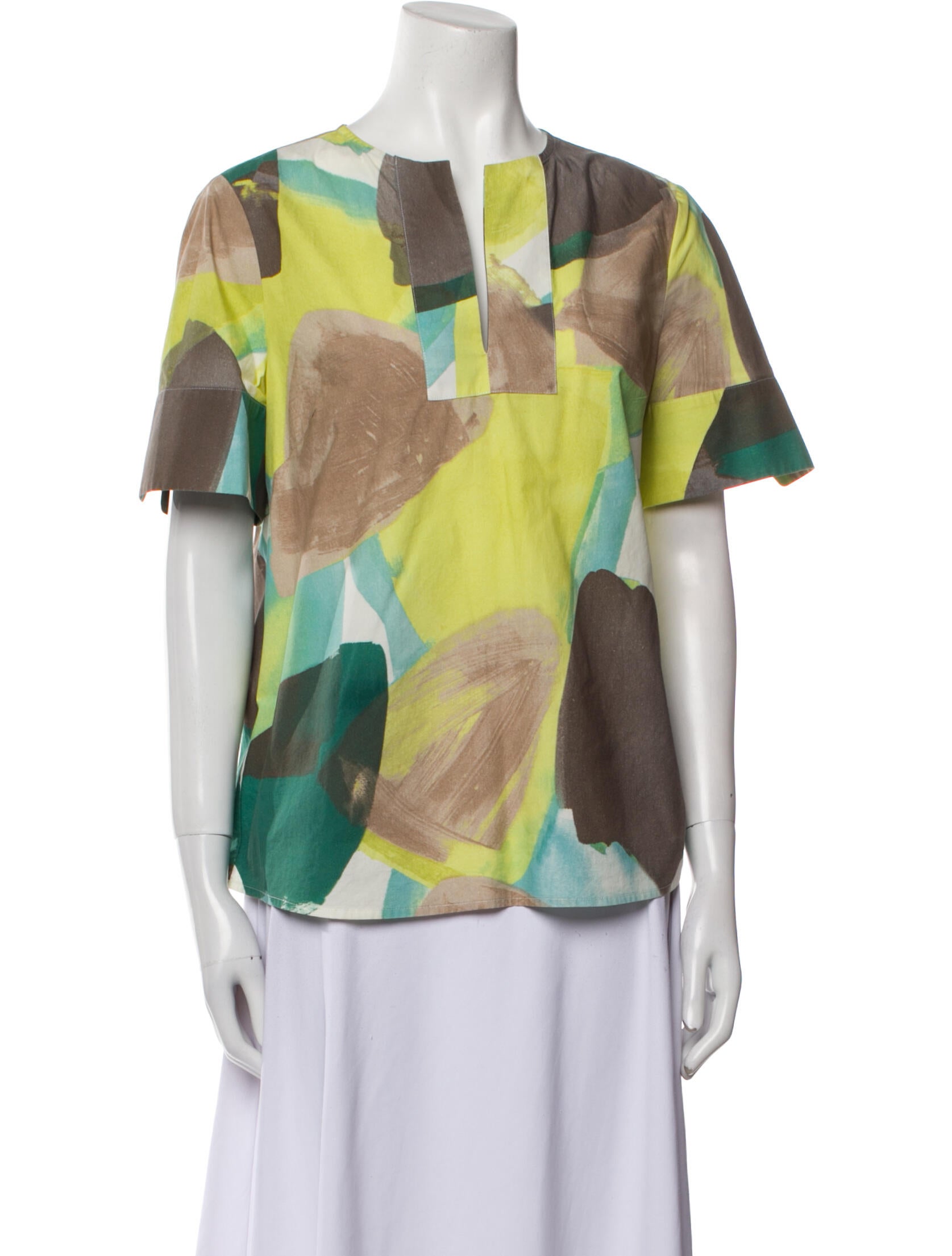Piazza Sempione Printed Bateau Neckline Blouse