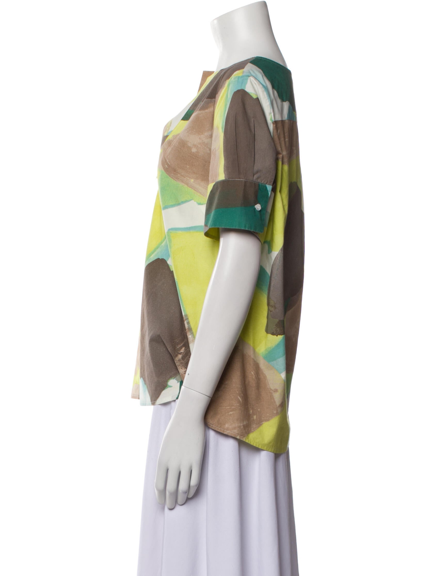 Piazza Sempione Printed Bateau Neckline Blouse