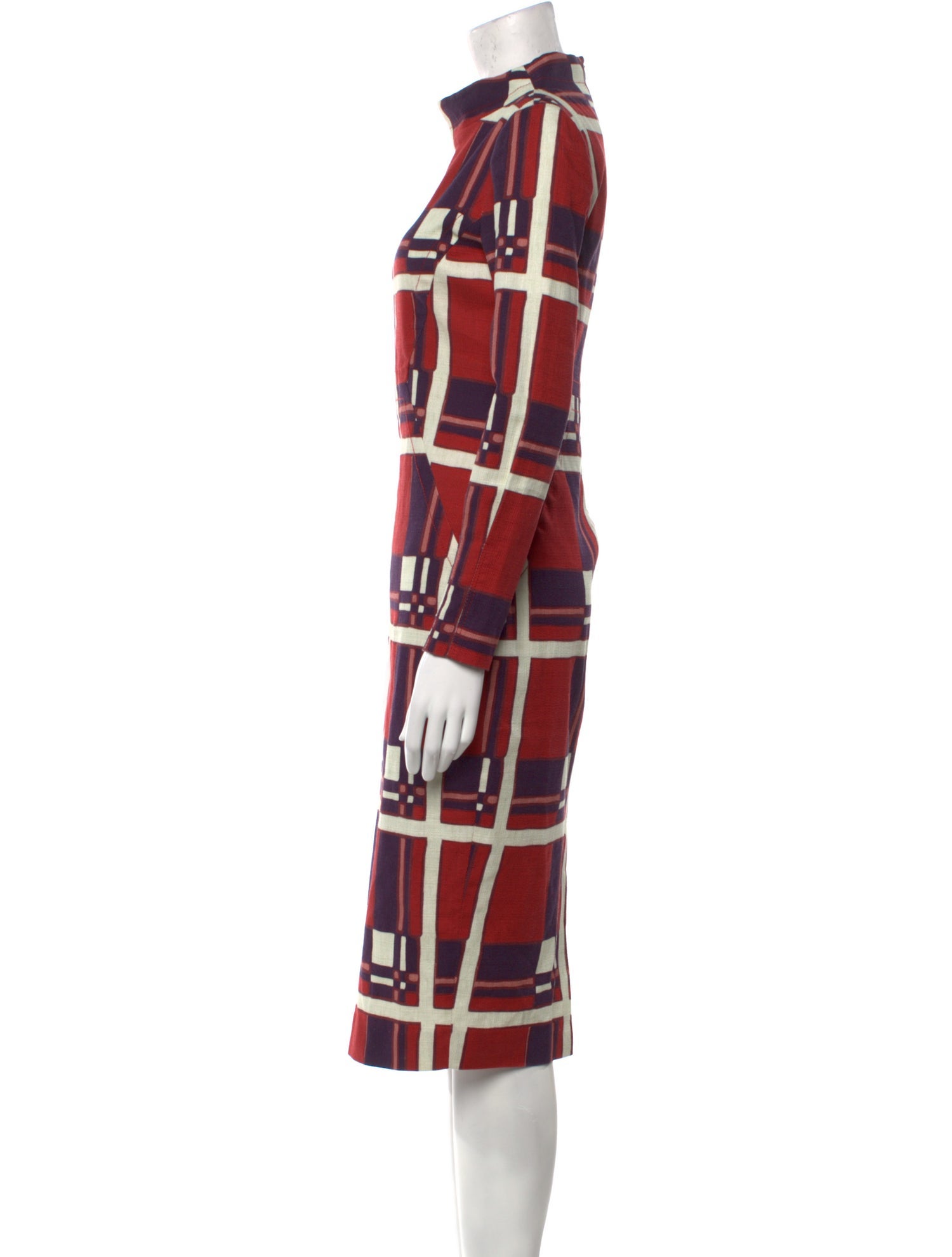 Piazza Sempione Plaid Print Midi Length Dress