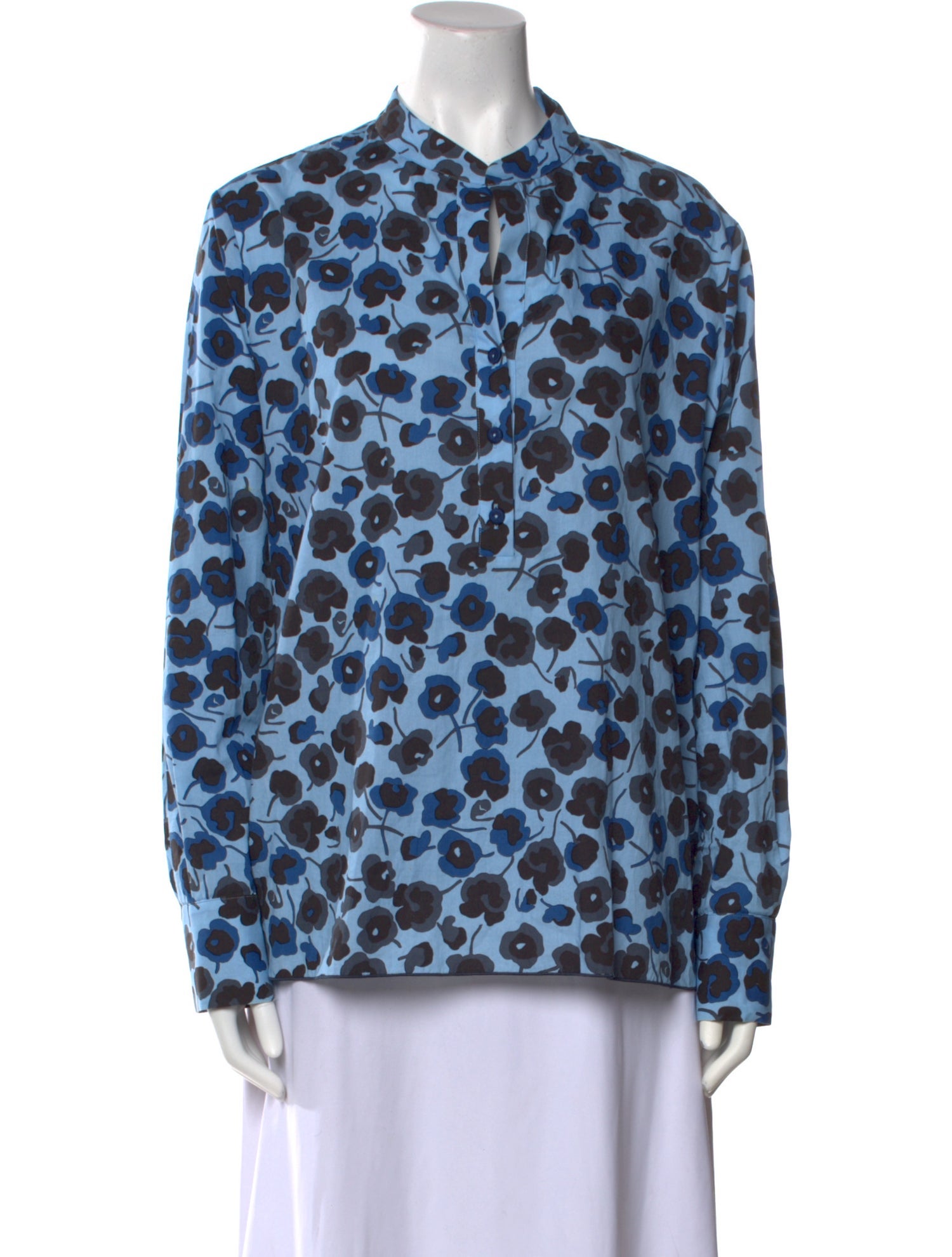 Piazza Sempione Printed Mock Neck Blouse