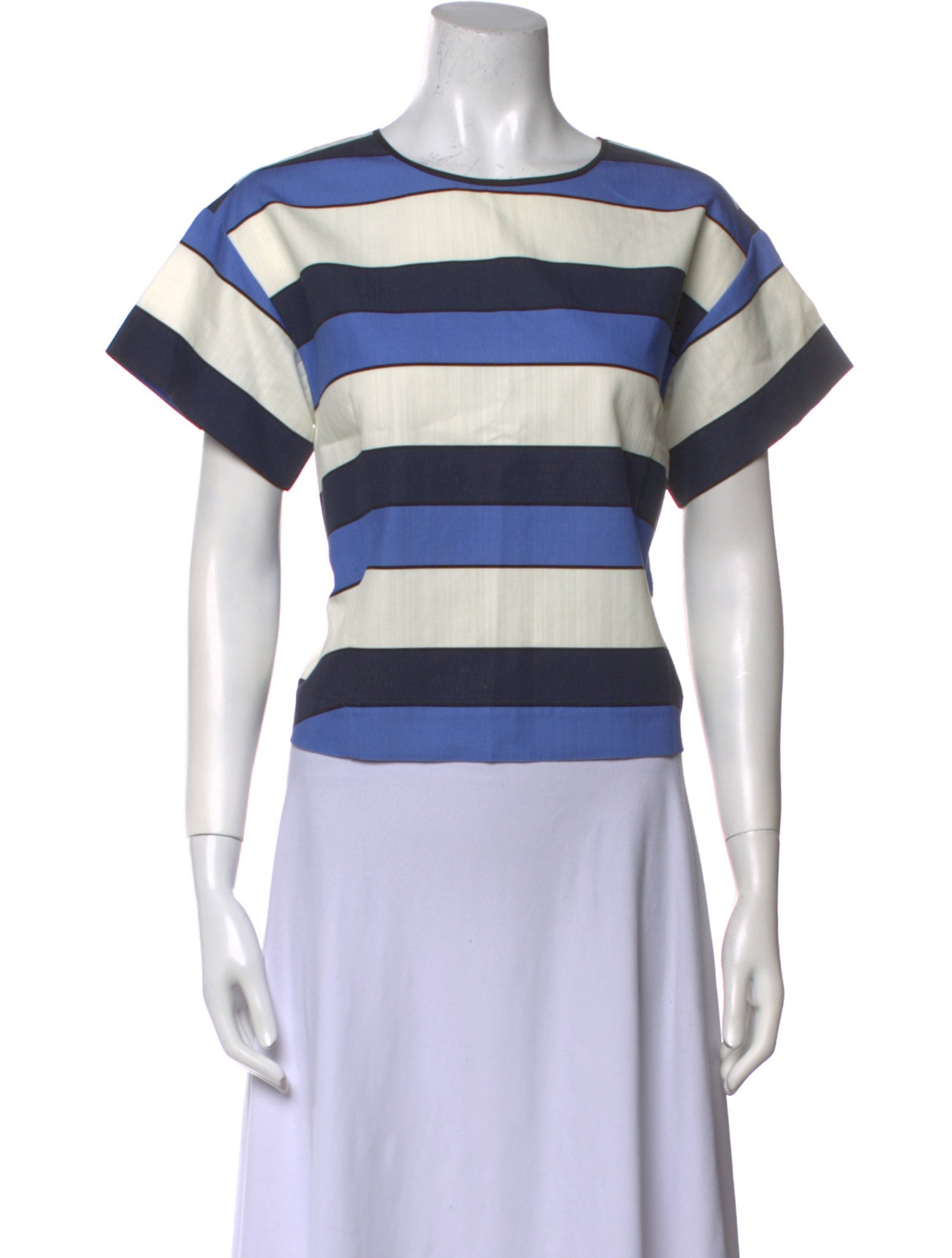 Piazza Sempione Striped Crew Neck Crop Top
