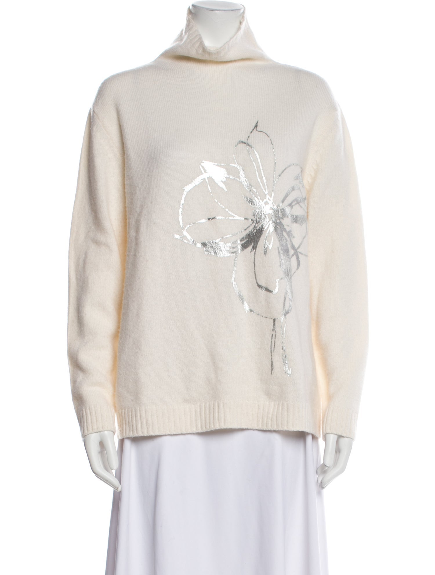 Piazza Sempione Graphic Print Mock Neck Sweater