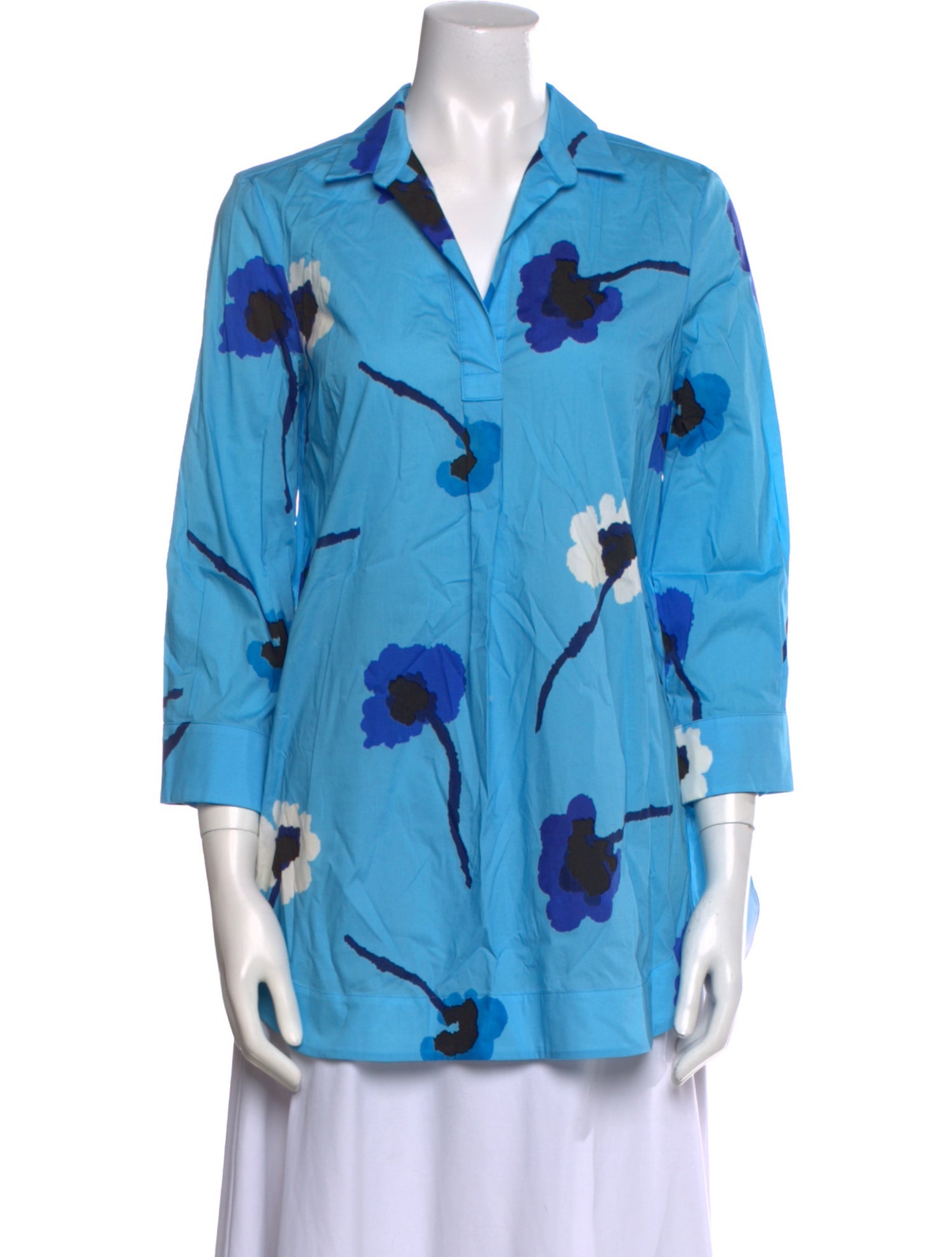 Piazza Sempione Floral Print Three-Quarter Sleeve Blouse