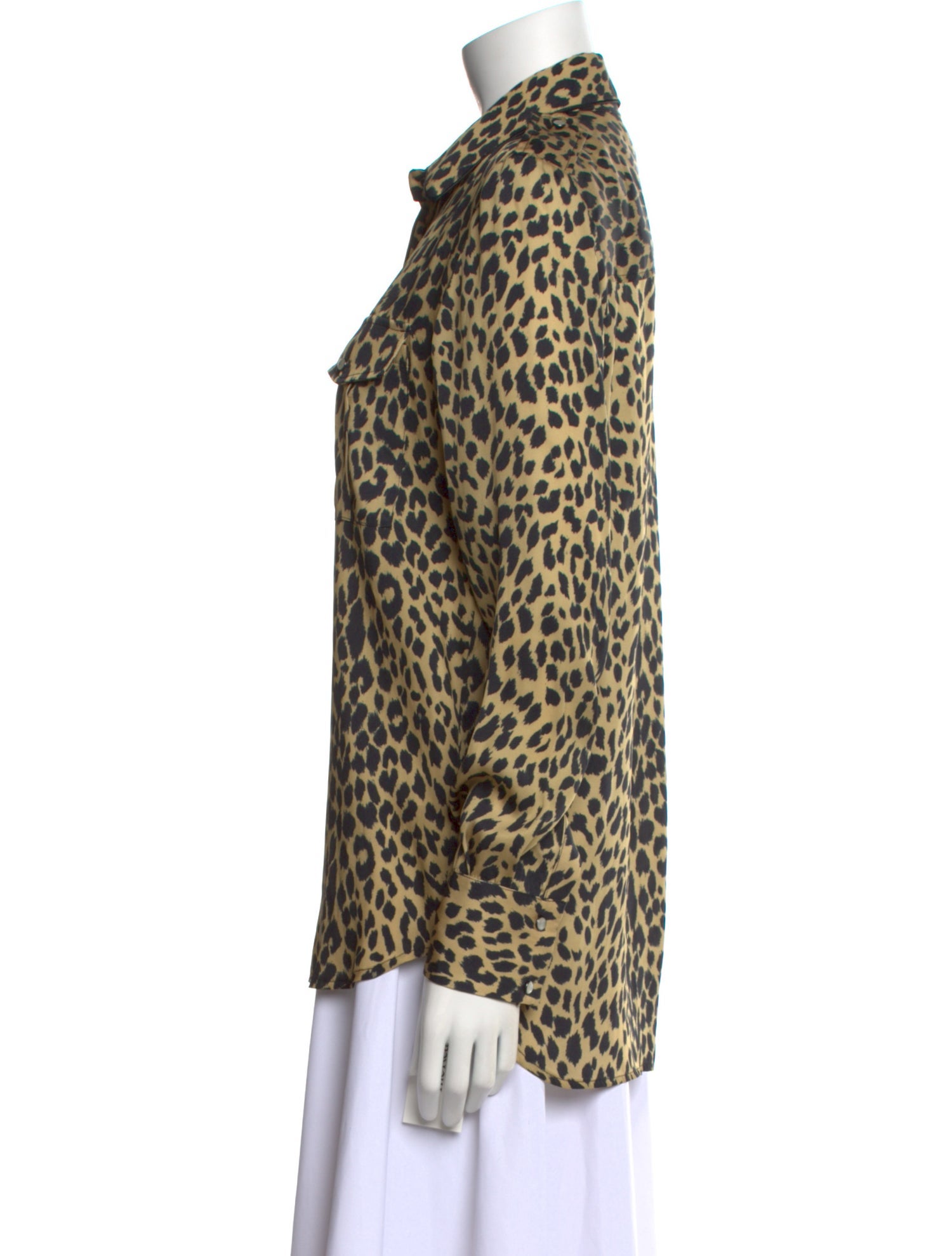 Piazza Sempione Animal Print Long Sleeve Button-Up Top