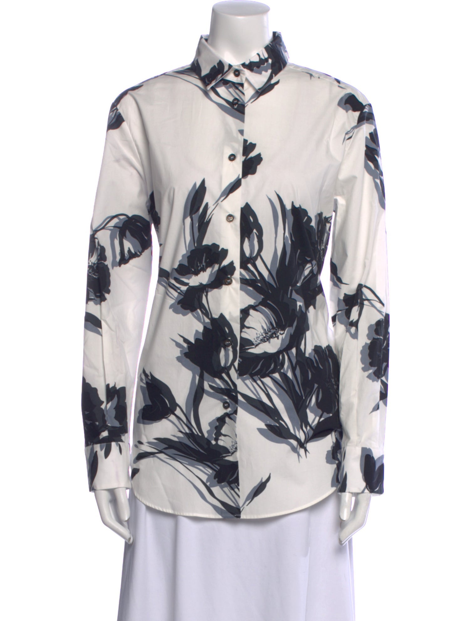 Piazza Sempione Printed Long Sleeve Button-Up Top