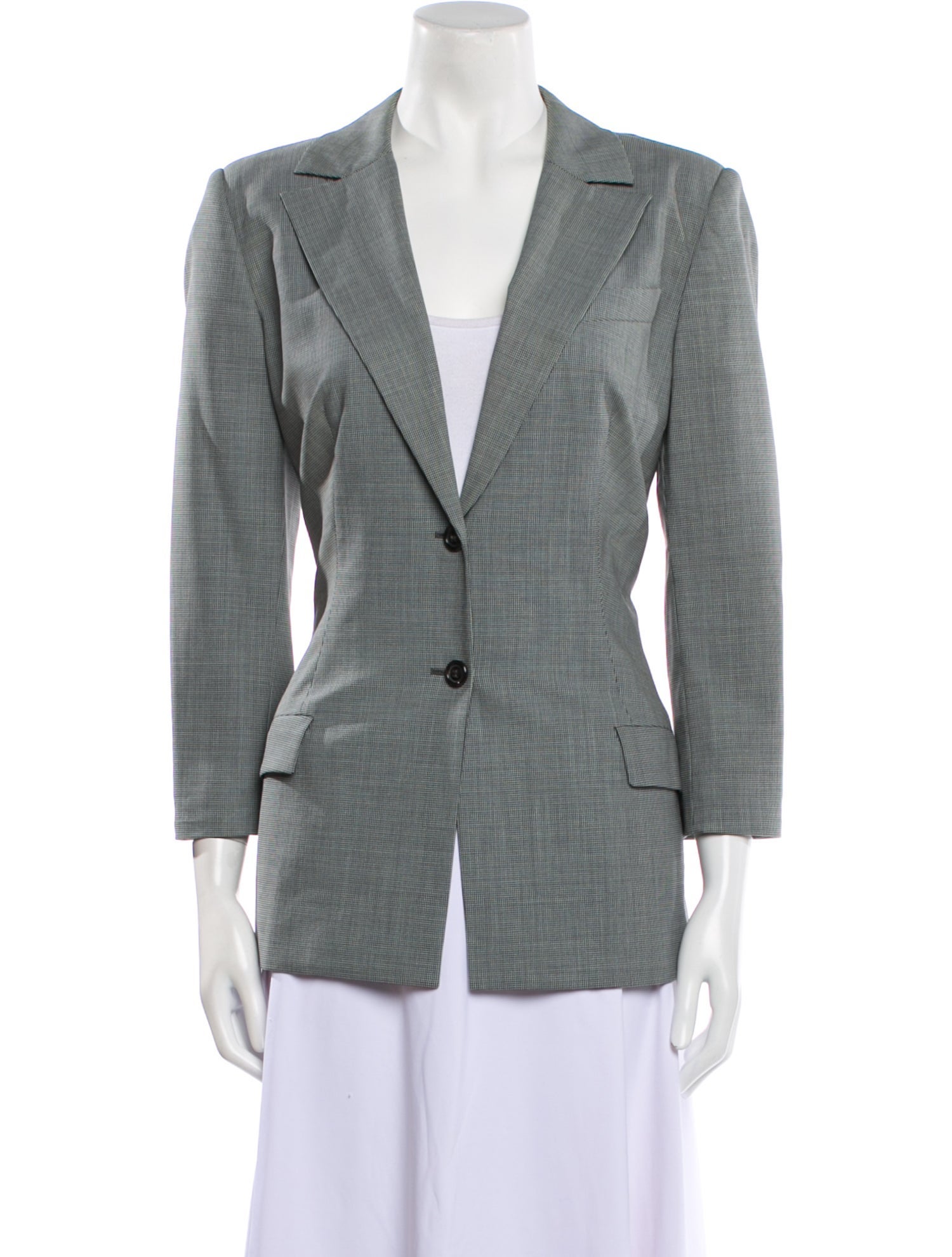 Piazza Sempione Wool Plaid Print Blazer