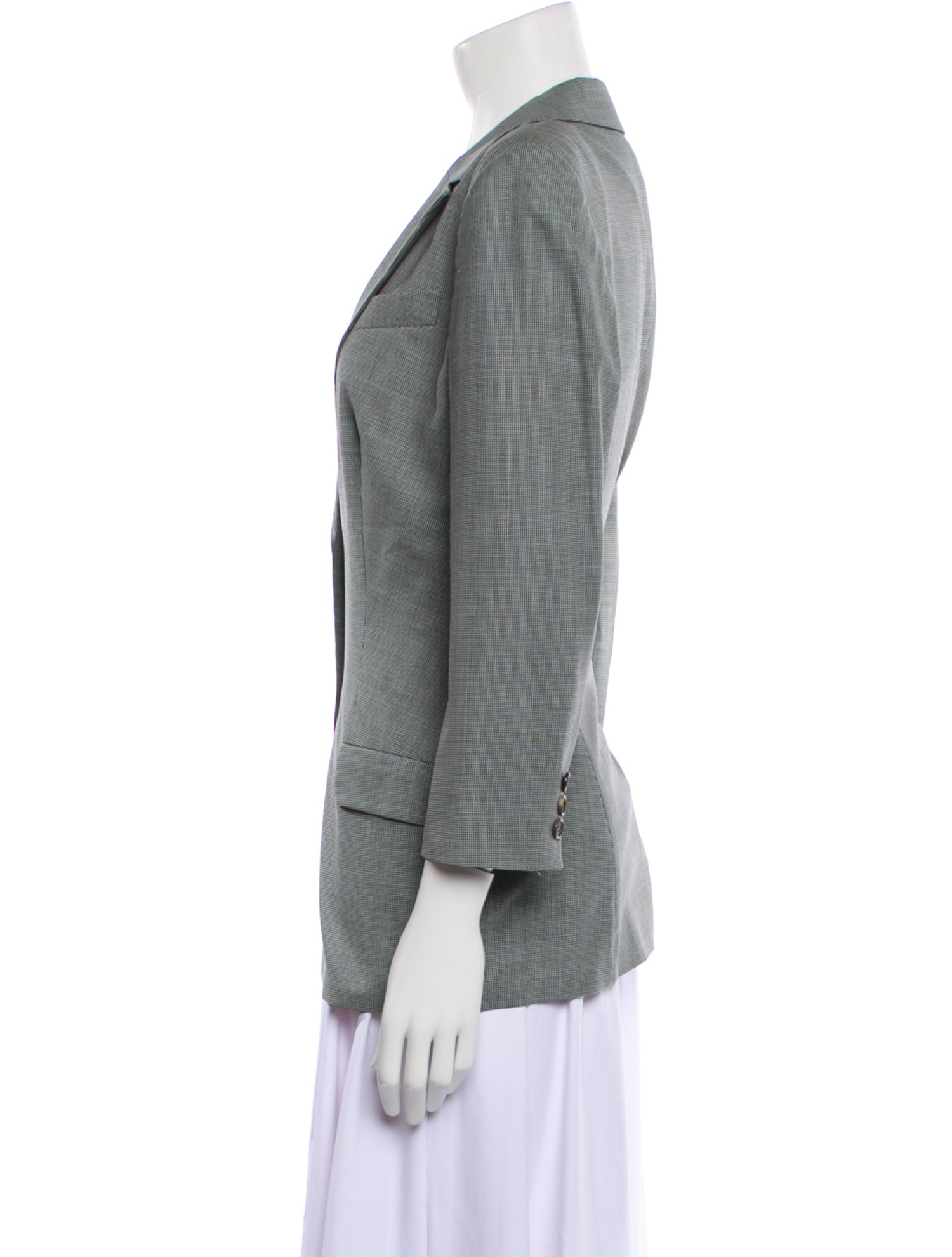 Piazza Sempione Wool Plaid Print Blazer