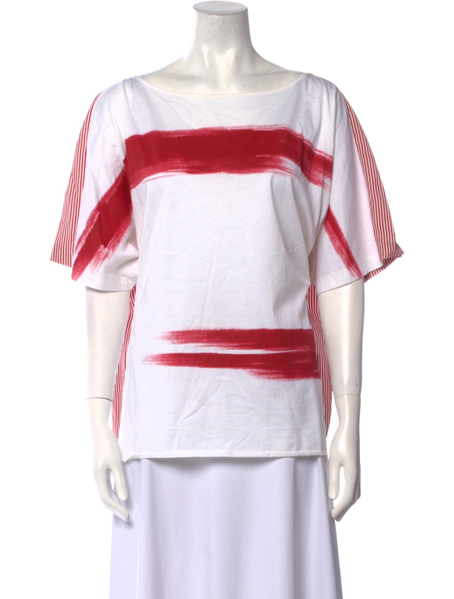 Piazza Sempione Striped Scoop Neck Blouse