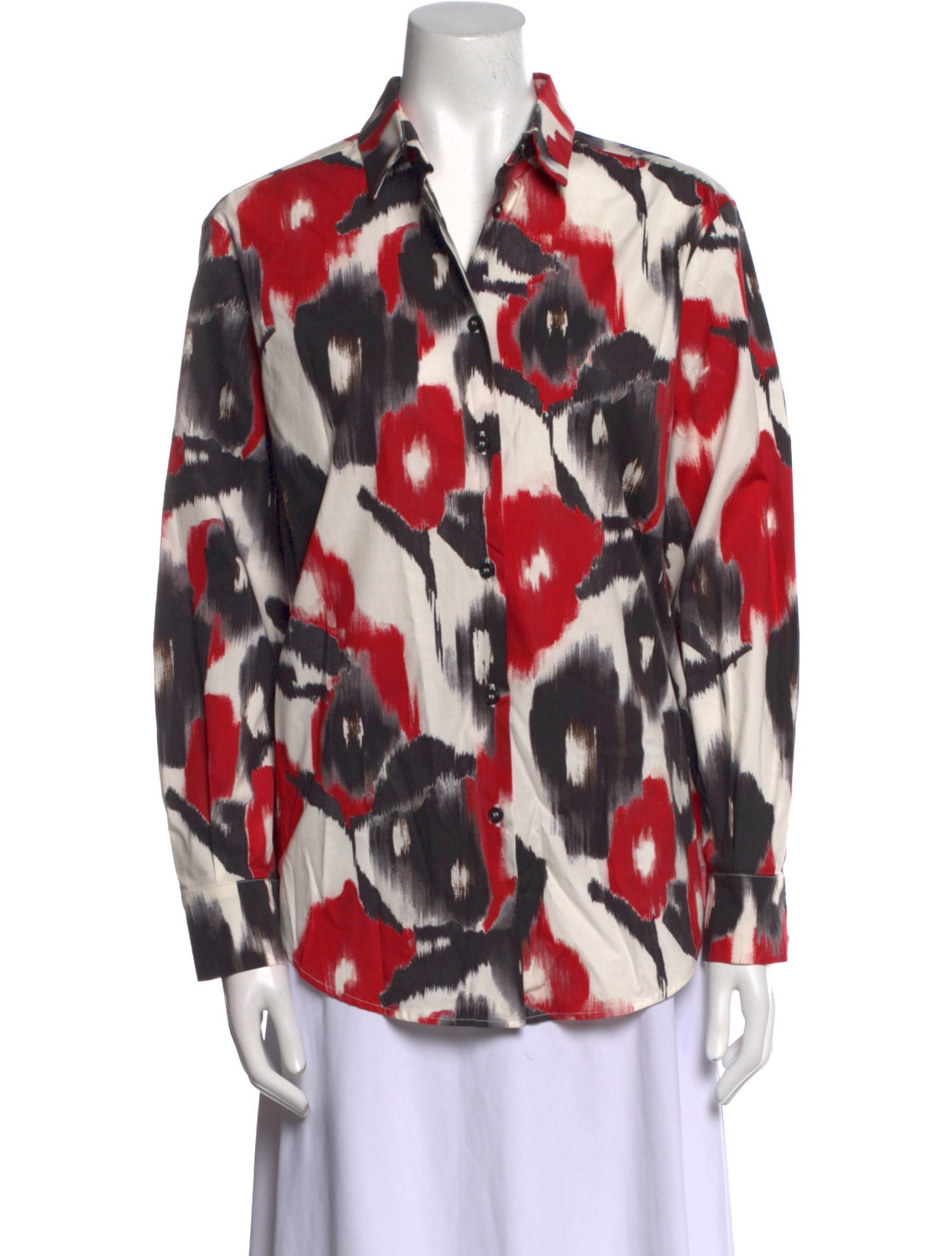 Piazza Sempione Printed Long Sleeve Button-Up Top